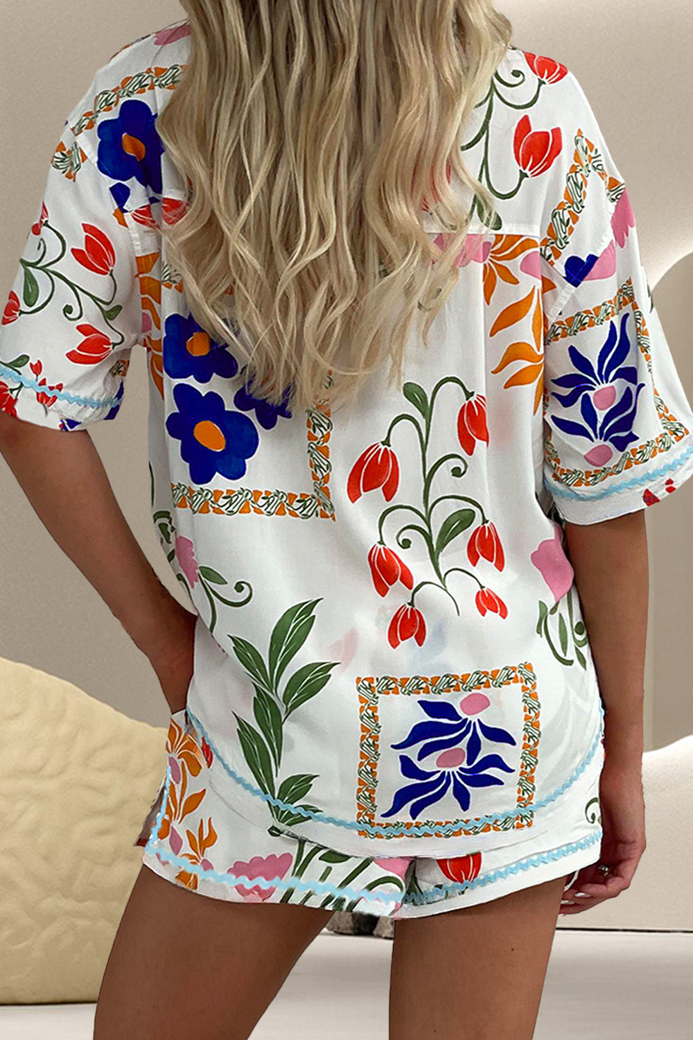 “The Puchi” Printed Button Up Half Sleeve Top and Shorts Set