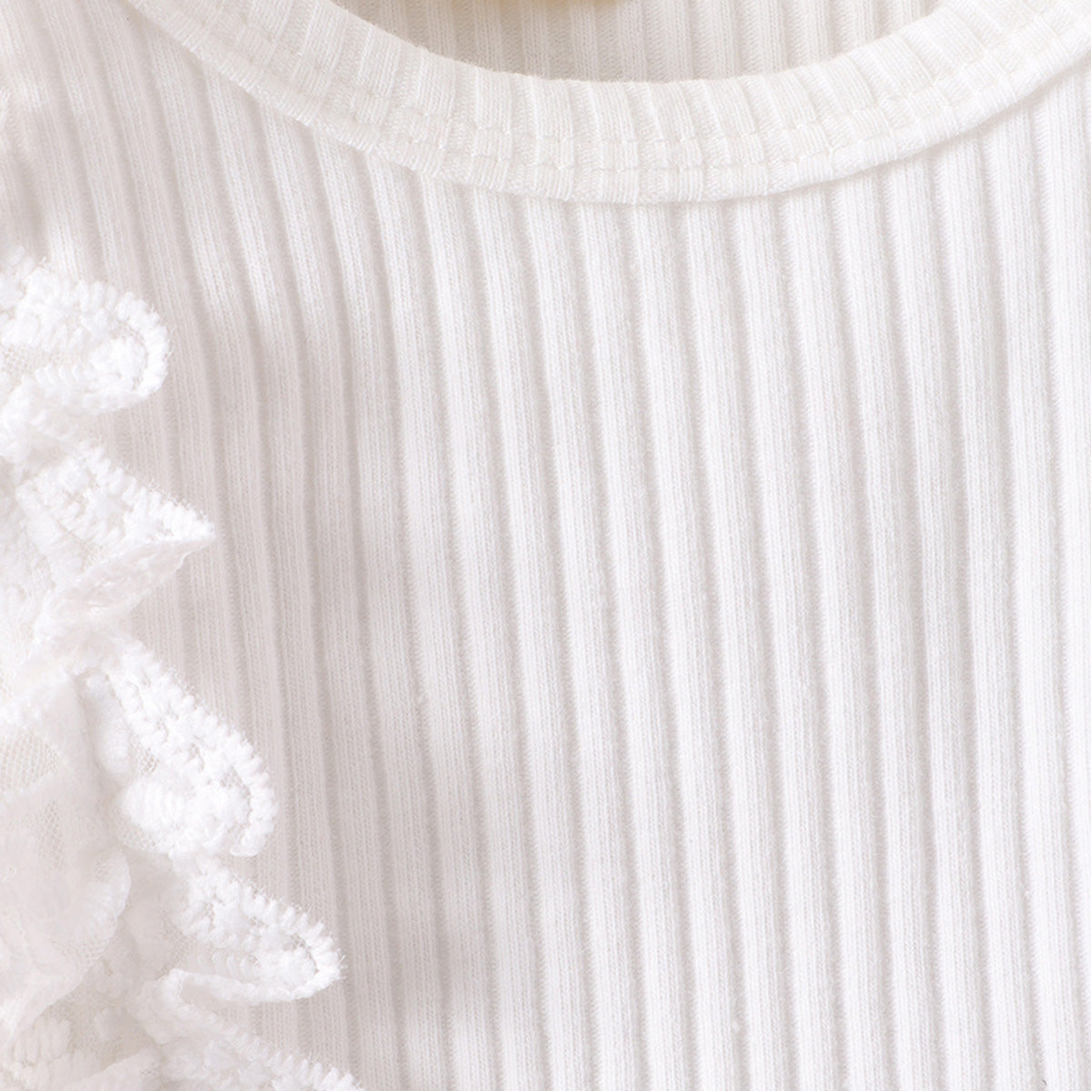 “The Auvi” Lace Detail Round Neck Bodysuit and Bow Pants Set