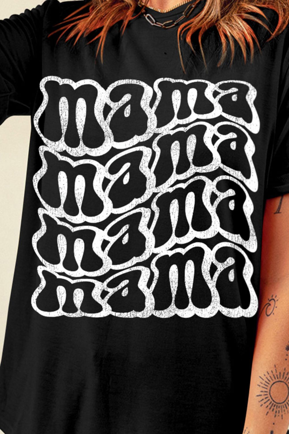 “The Repeat MAMA” Round Neck Short Sleeve T-Shirt