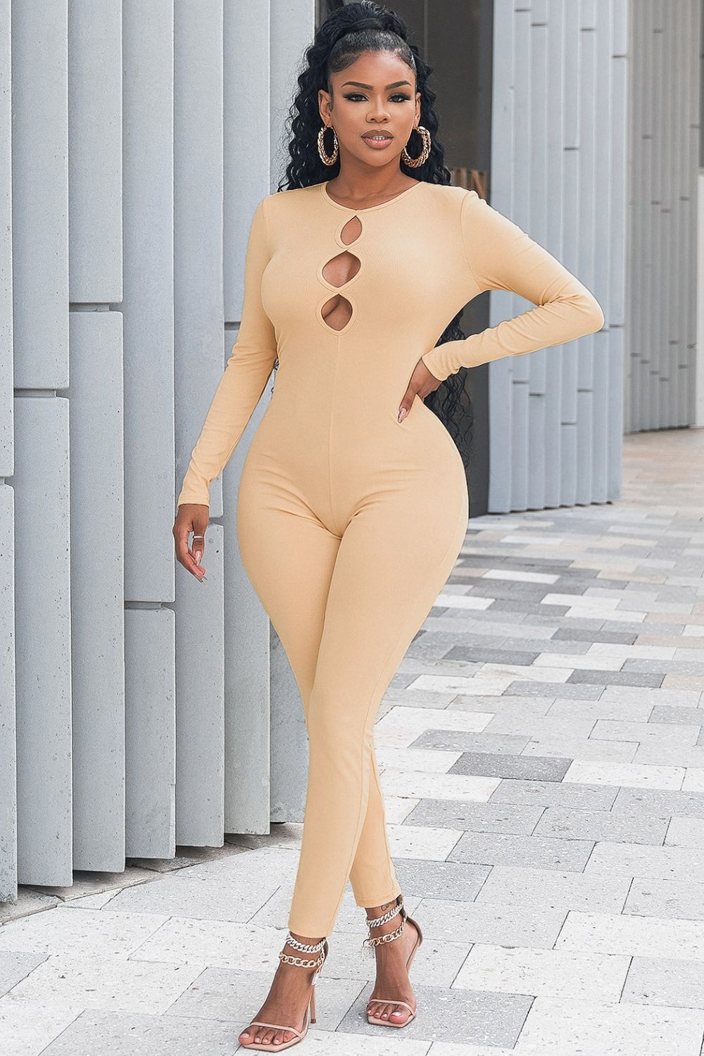 “The Yeah Its Me” Cutout Round Neck Jumpsuit