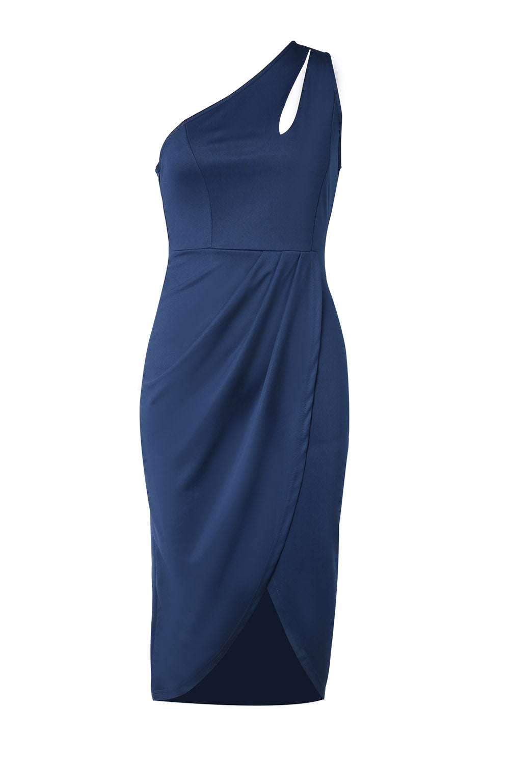 The Dramatic Flare Ruched Cutout Single Shoulder Dress