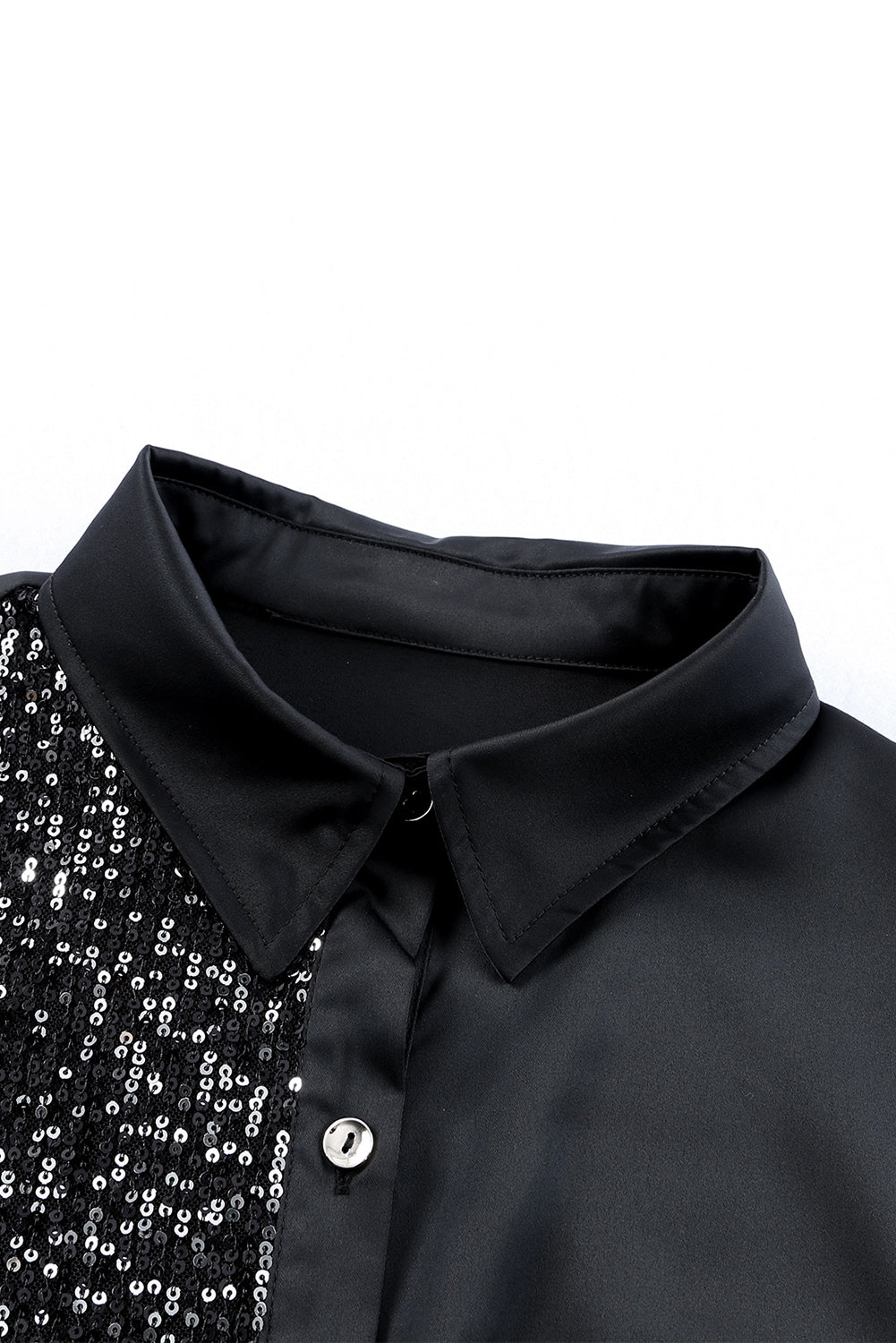“The Truth” Sequin Button Front High-Low Shirt Dress
