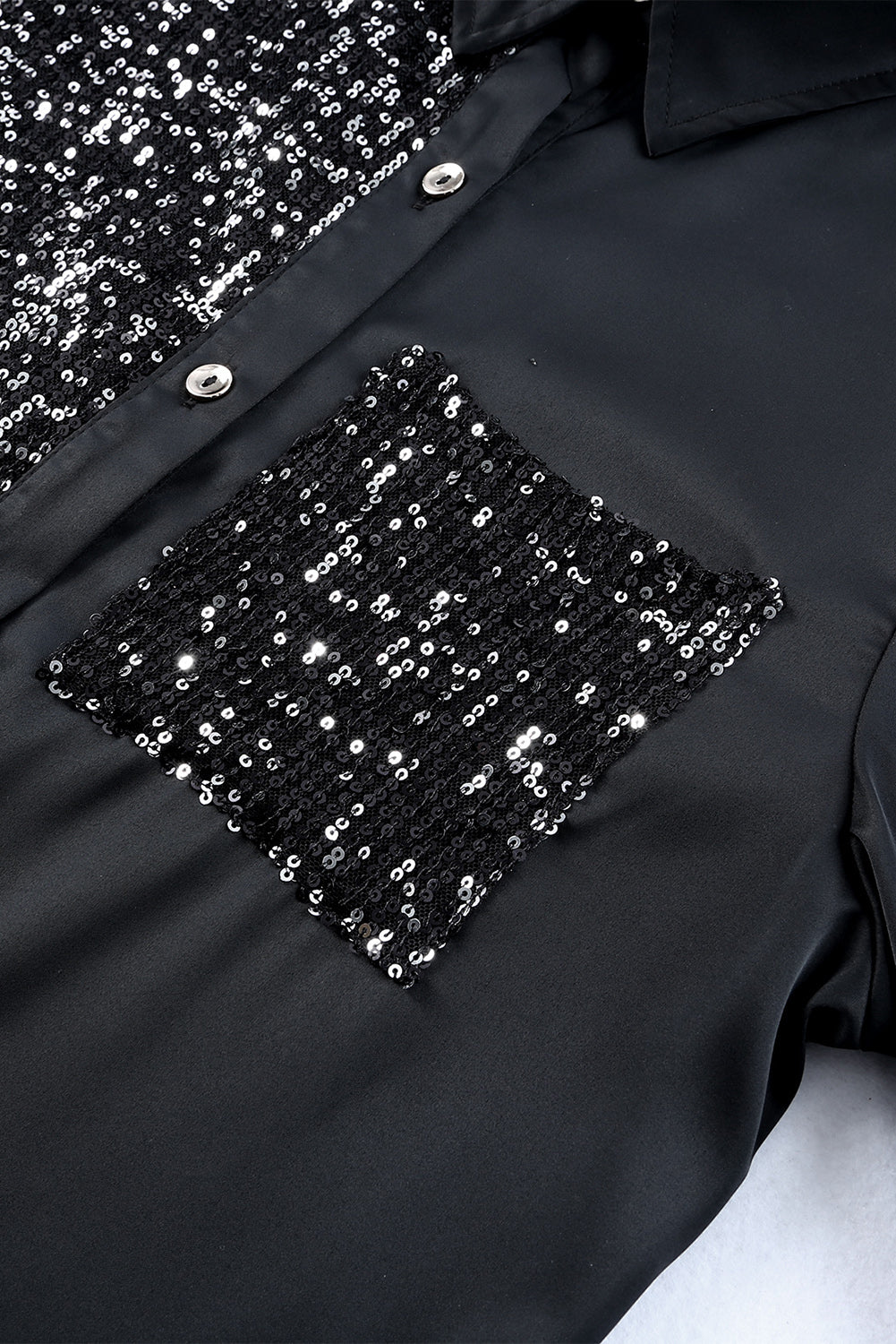 “The Truth” Sequin Button Front High-Low Shirt Dress