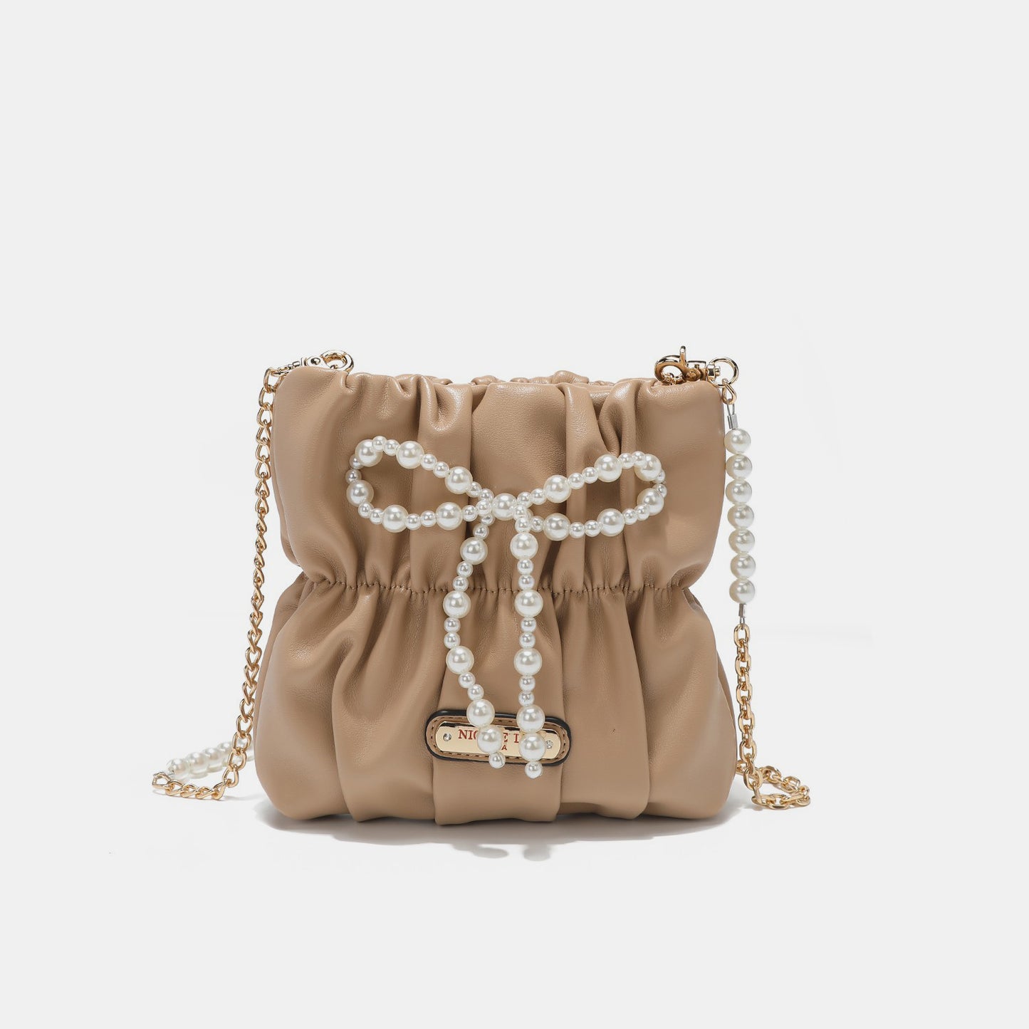 Brick Bag:Pearl Bow Chain Strap Purse
