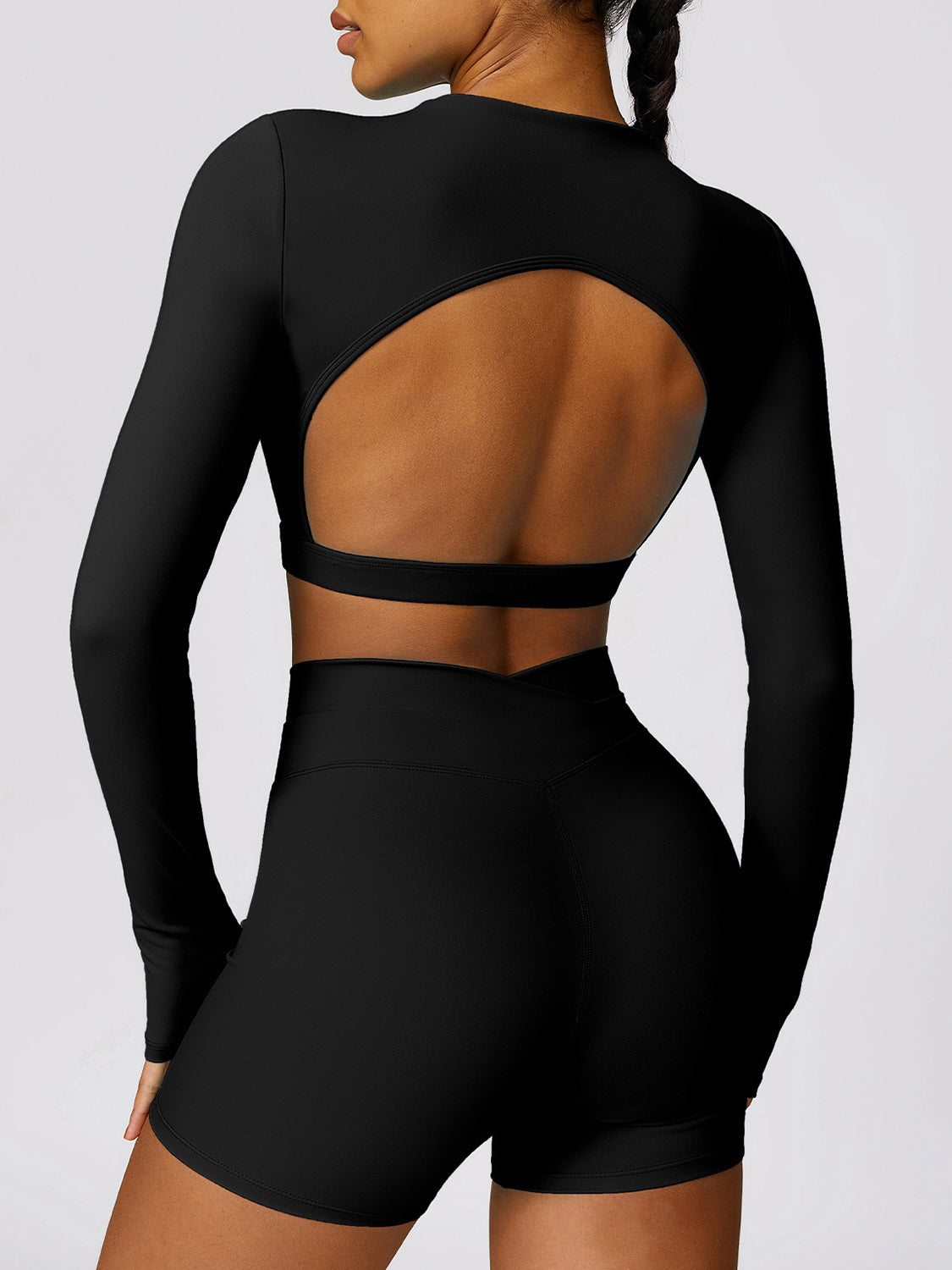 “The Cutout” Mock Neck Long Sleeve Active T-Shirt