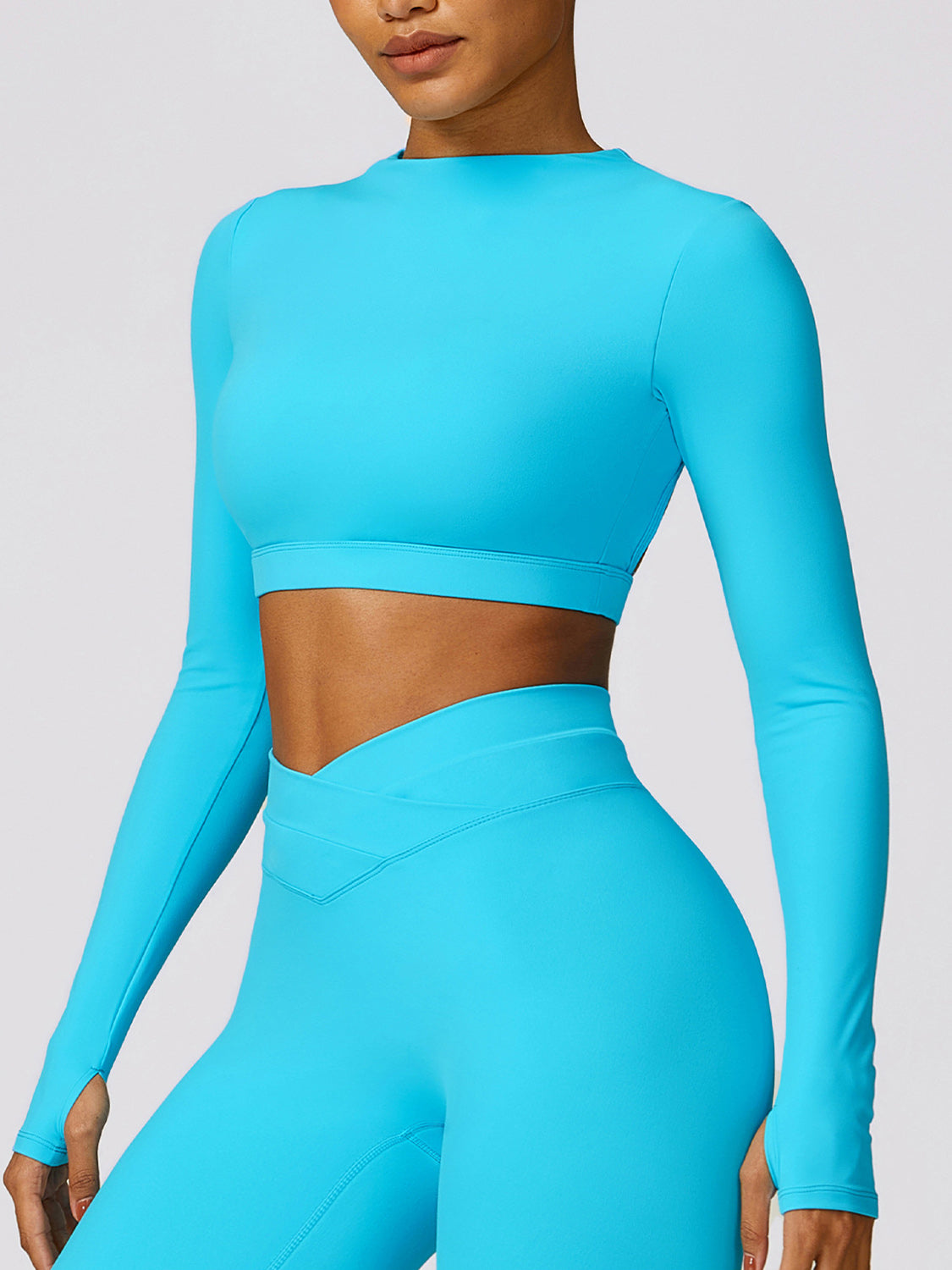 “The Cutout” Mock Neck Long Sleeve Active T-Shirt