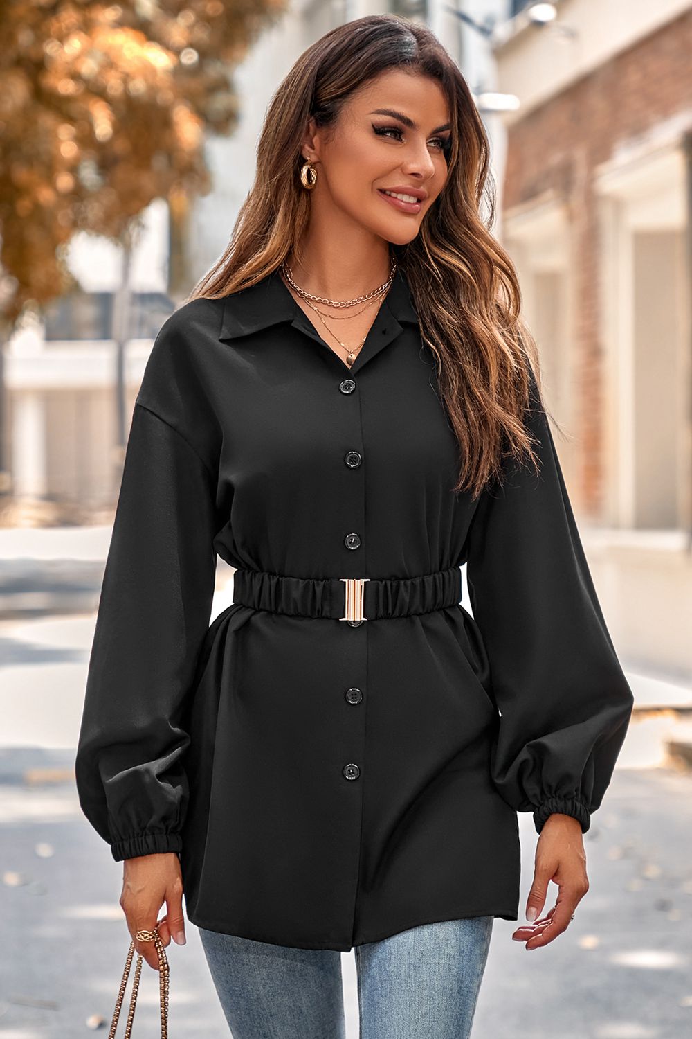 “The High Society” Collared Neck Button Down Long Sleeve Shirt