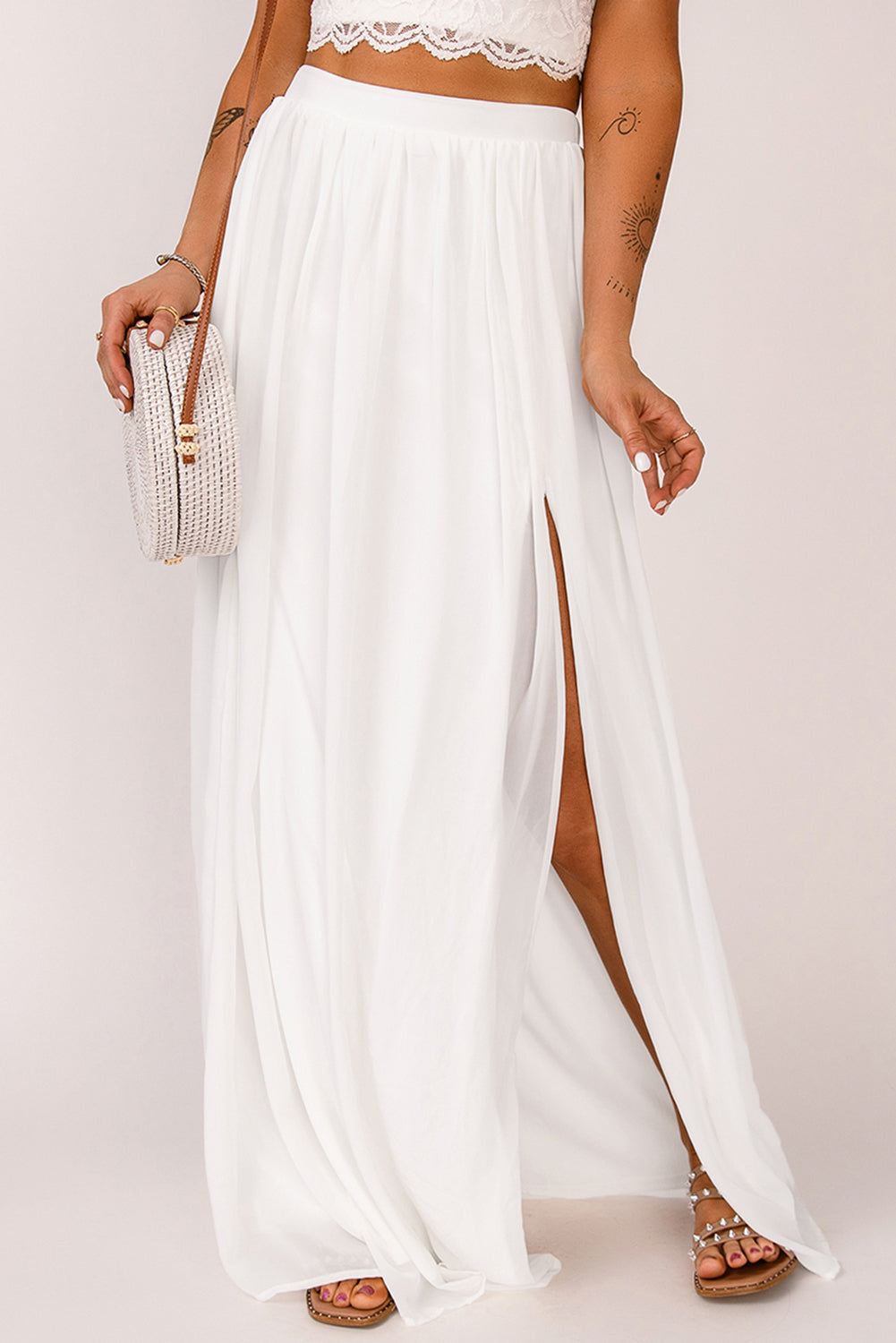 “The Gypsy” Elastic Waistband Split Maxi Skirt