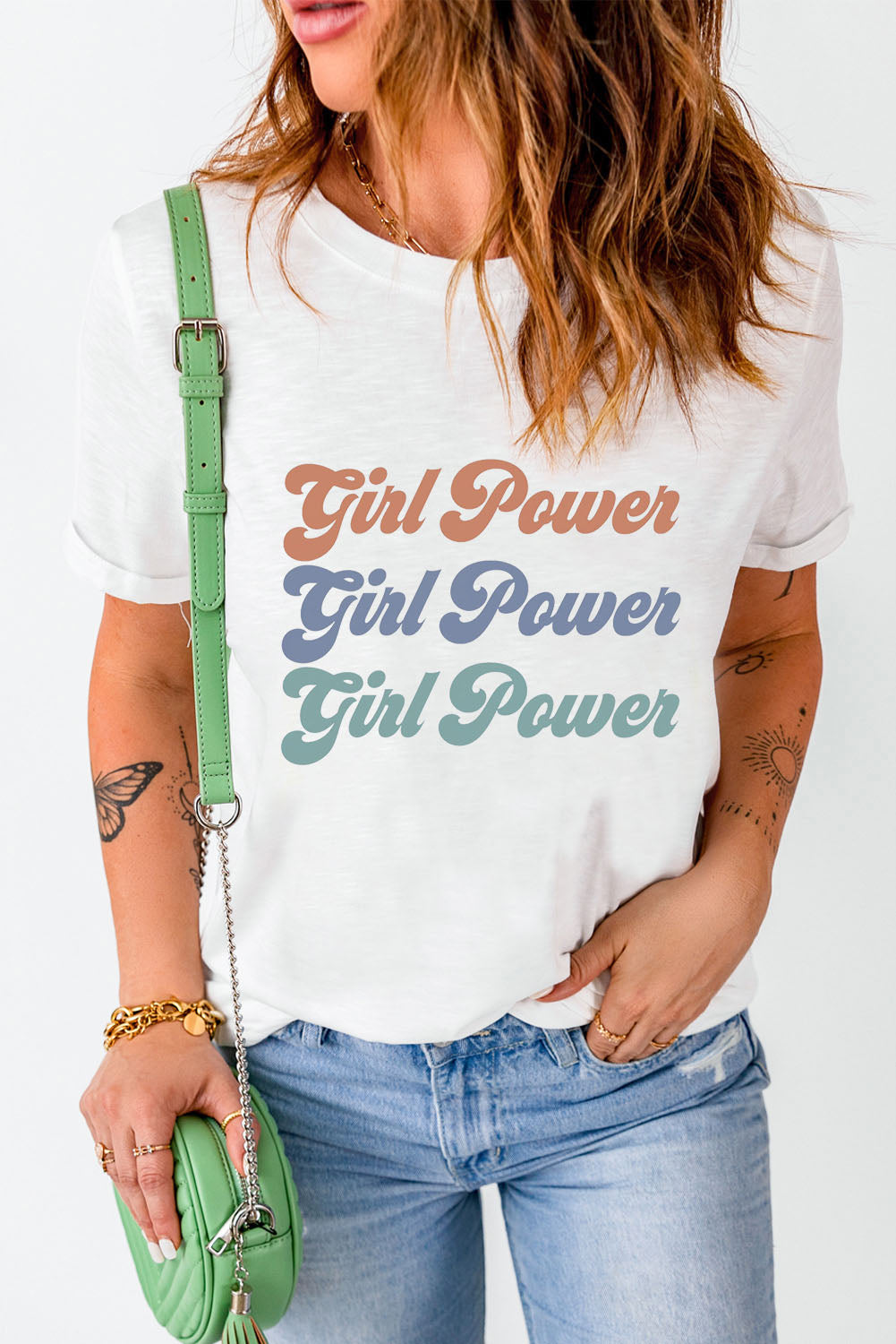 “The GIRL POWER” Graphic Round Neck Tee