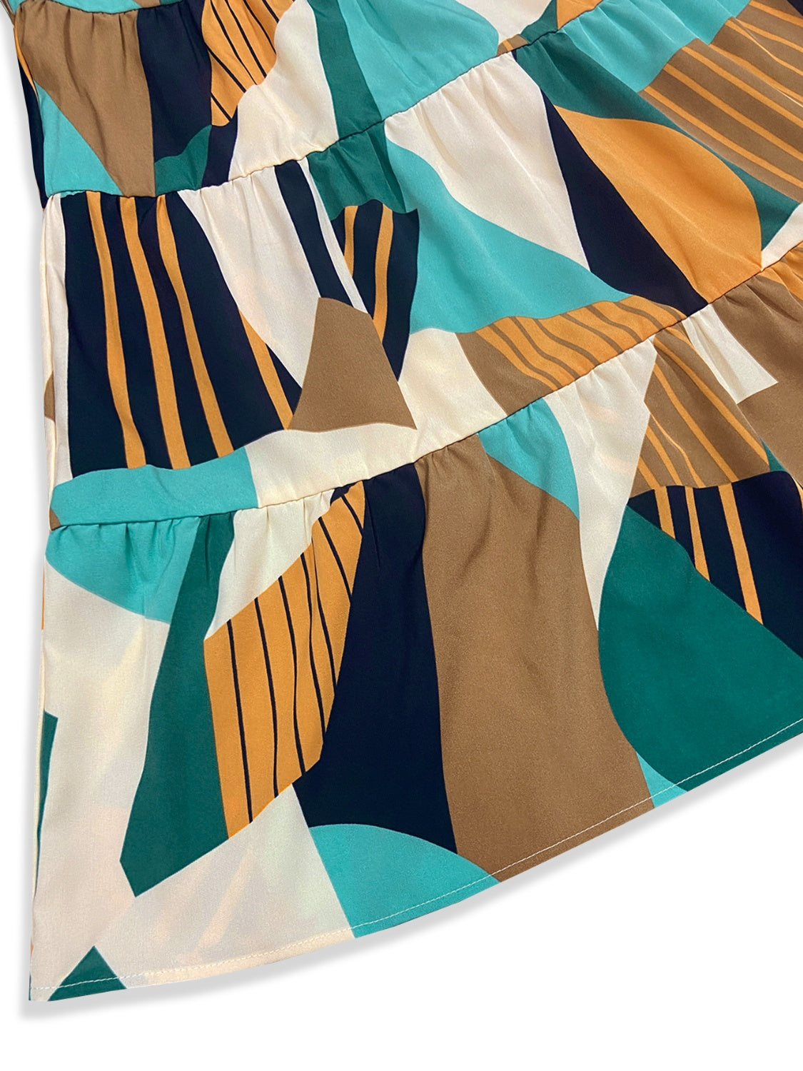 “The Abstract Smock” Printed Mock Neck Mini Dress