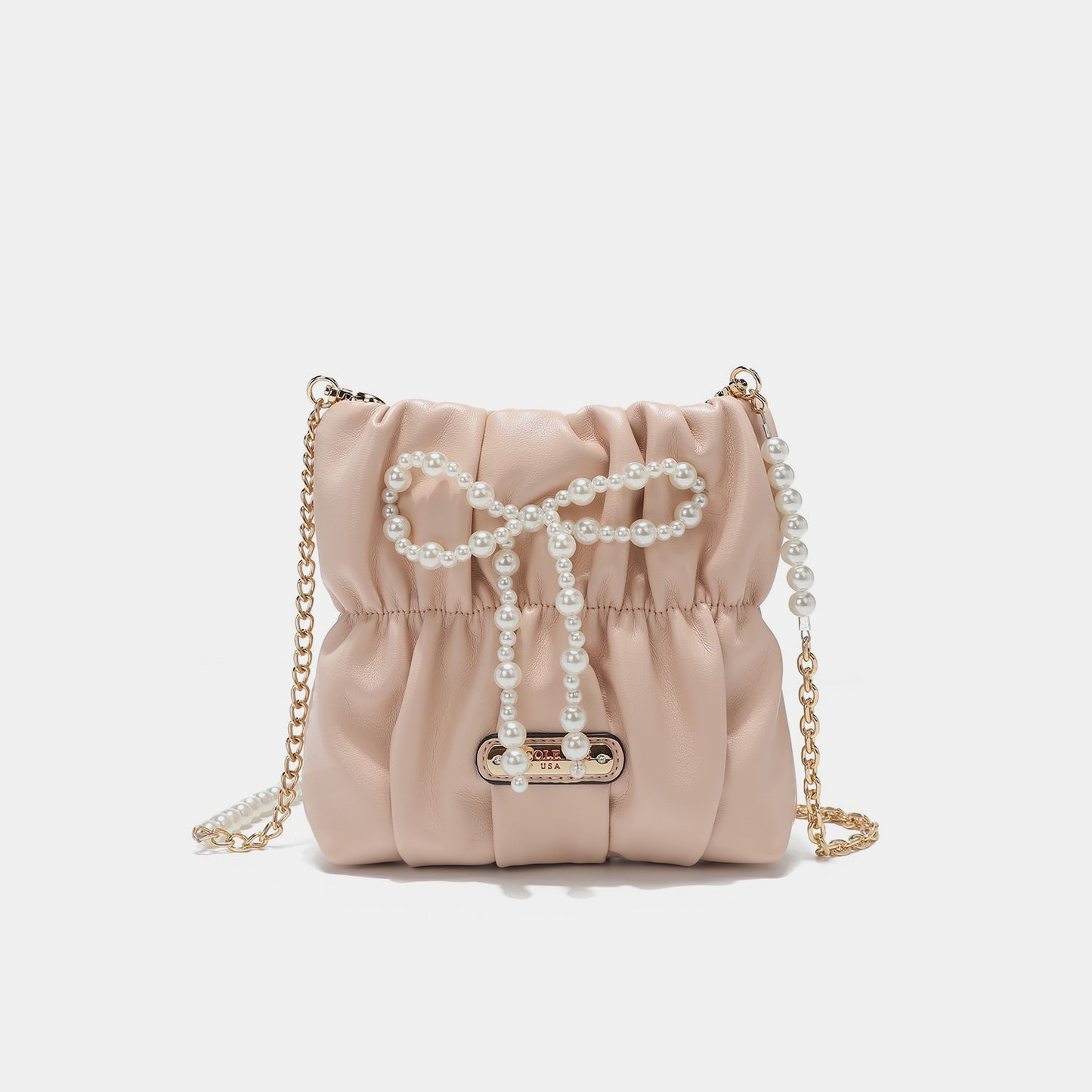 Brick Bag:Pearl Bow Chain Strap Purse