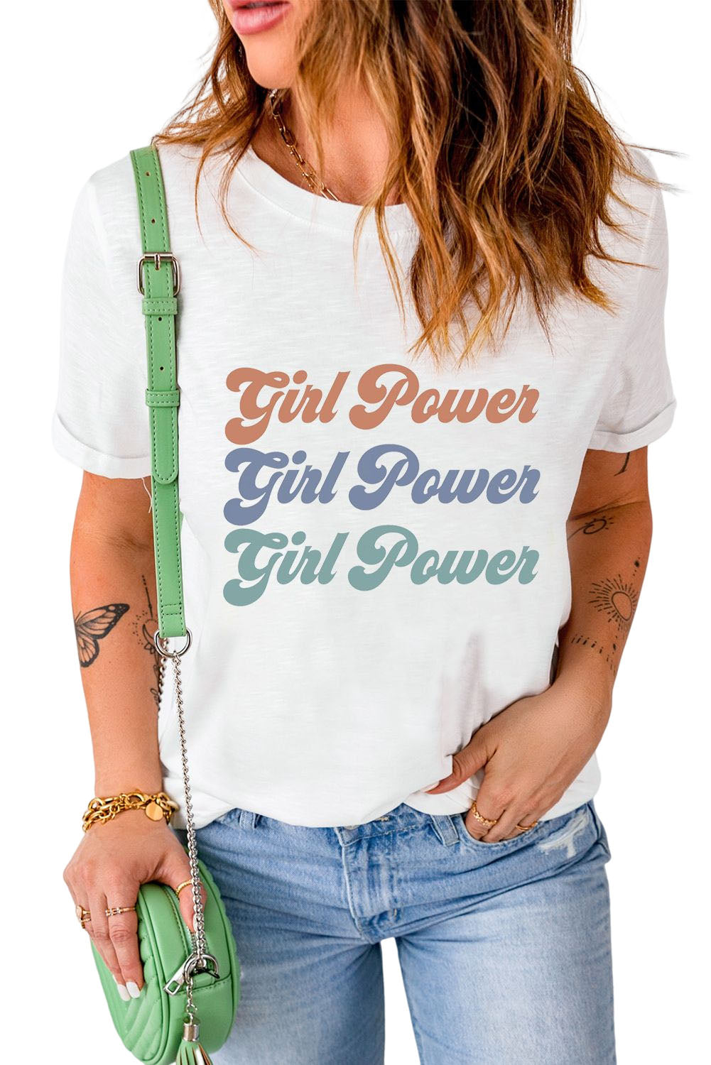 “The GIRL POWER” Graphic Round Neck Tee