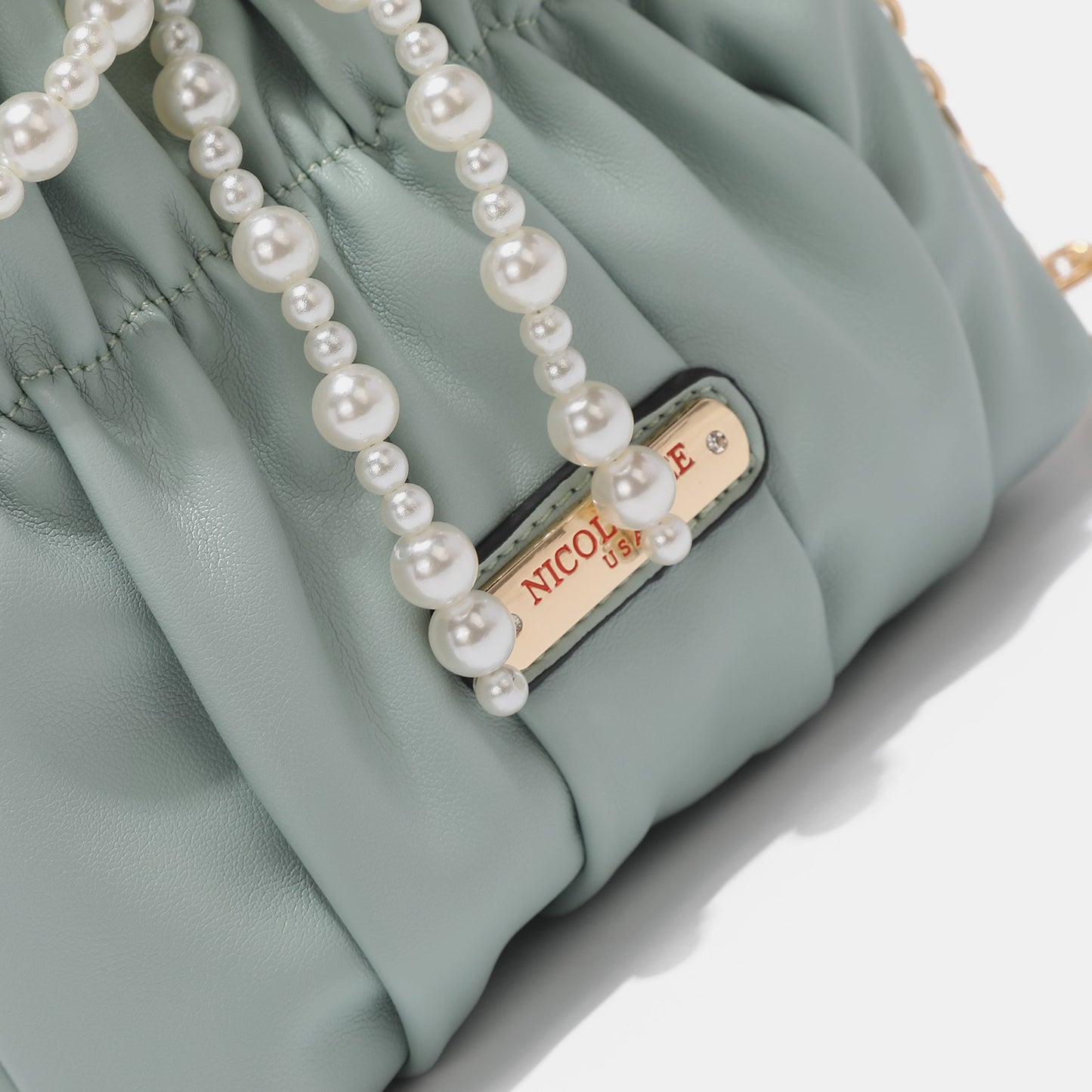 Brick Bag:Pearl Bow Chain Strap Purse