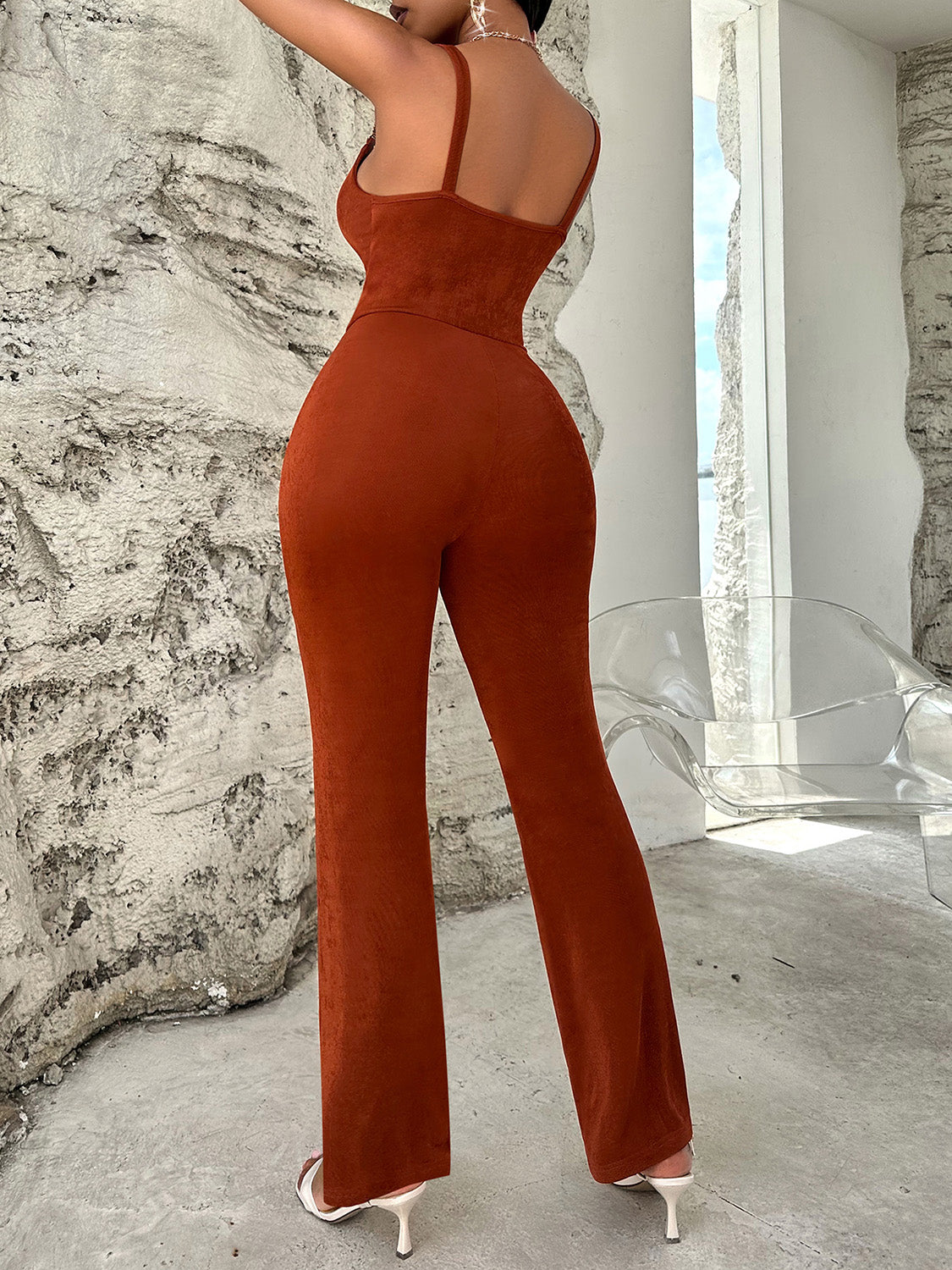 “The Leave Him Guessing” Cowl Neck Sleeveless Jumpsuit