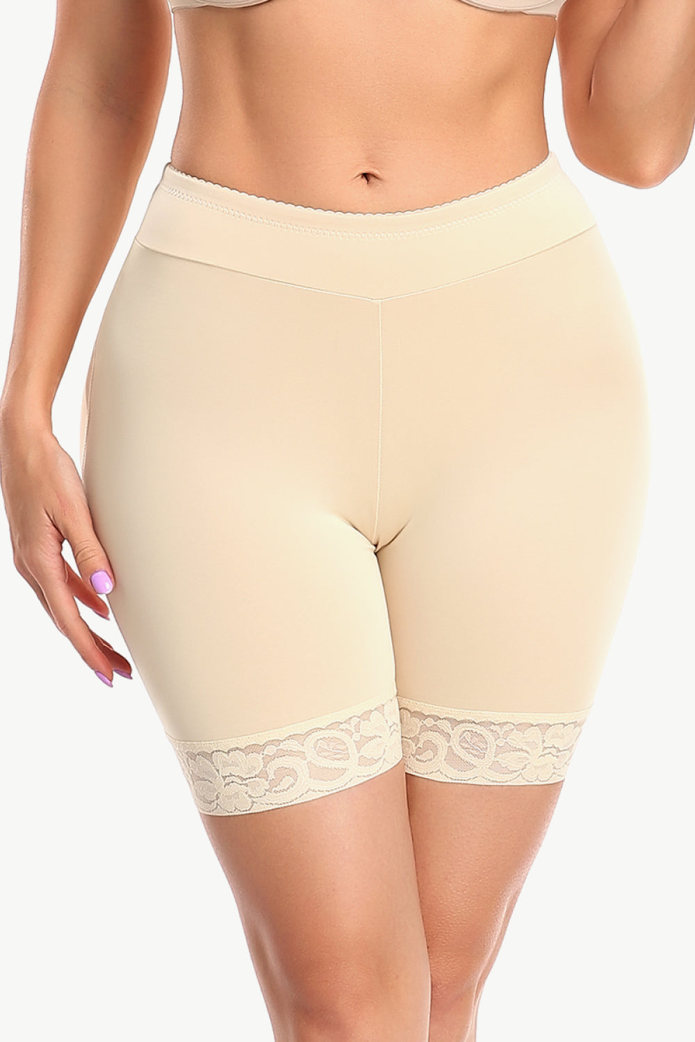 Brick Fit: Full Size Lace Trim Lifting Pull-On Shaping Shorts