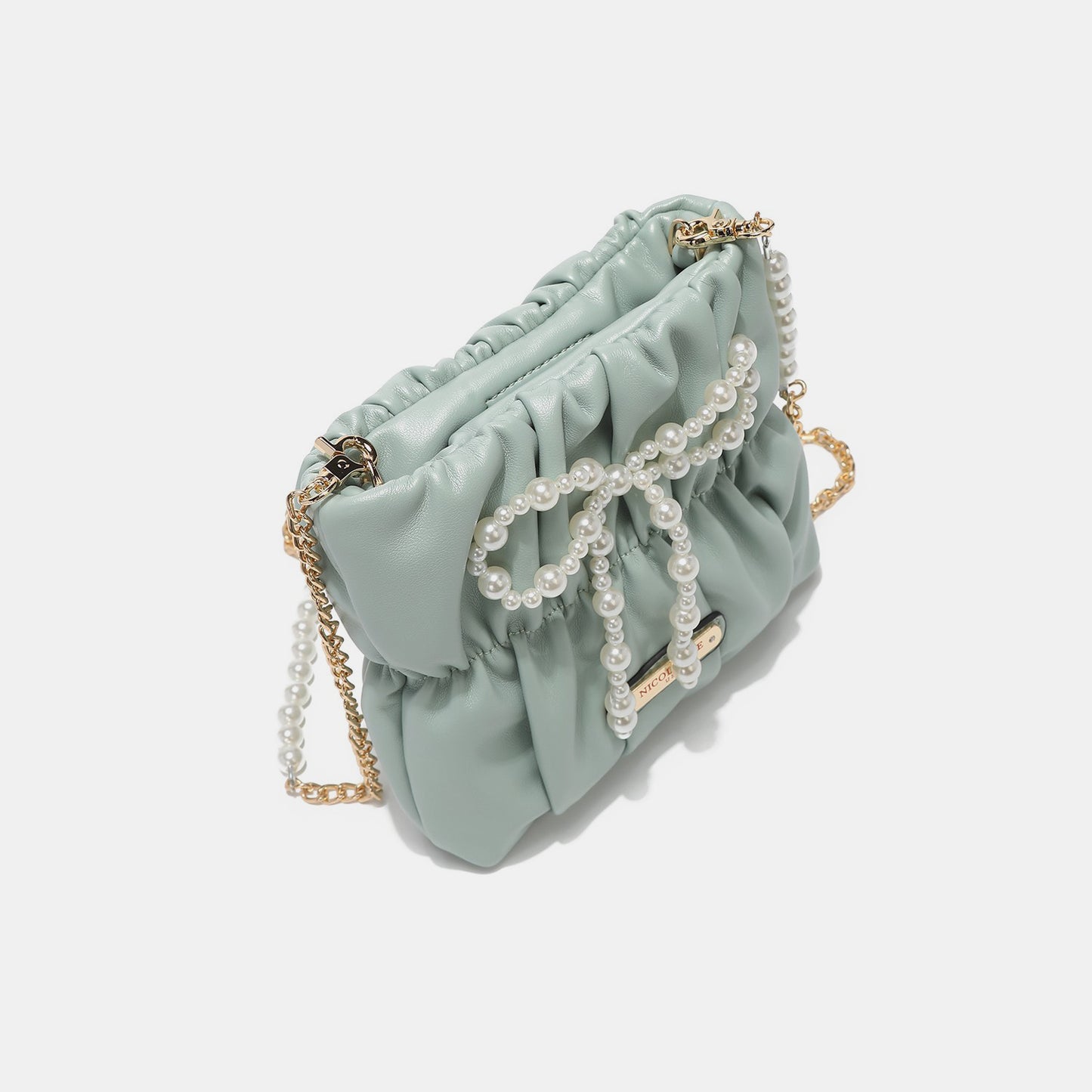 Brick Bag:Pearl Bow Chain Strap Purse