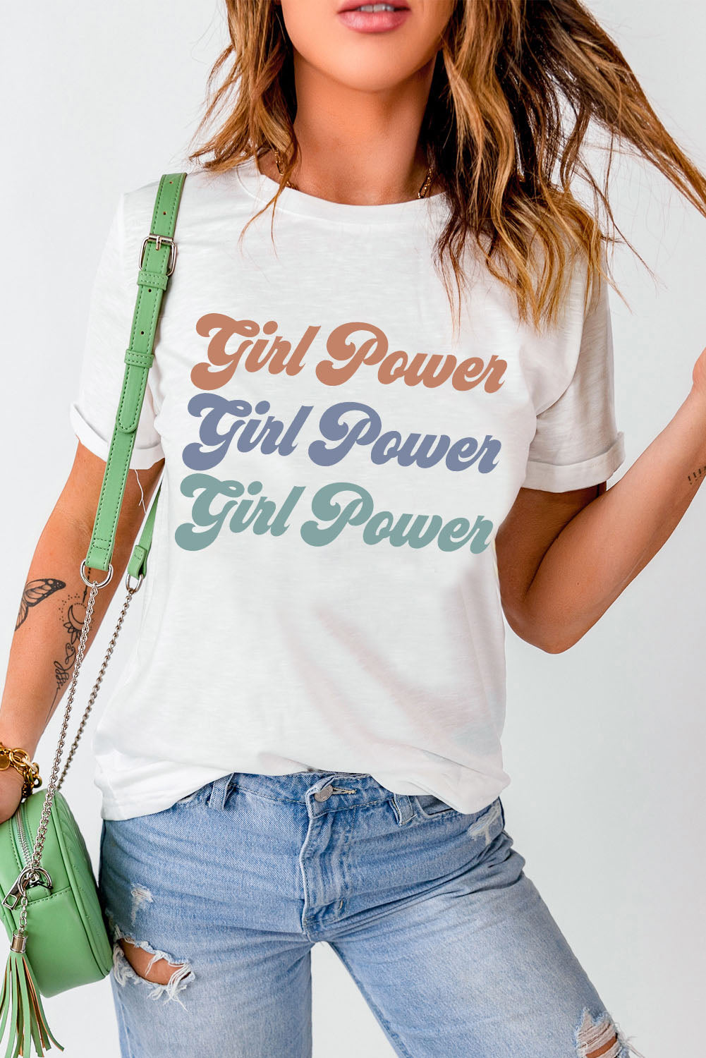 “The GIRL POWER” Graphic Round Neck Tee