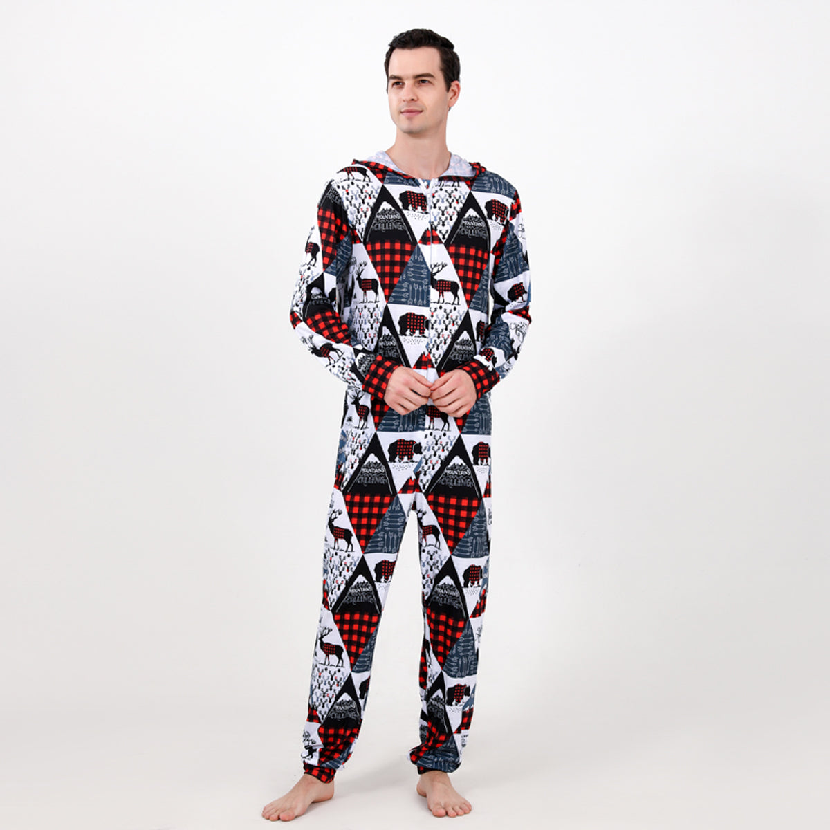 “The Wintry” Men Printed Hooded Jumpsuit