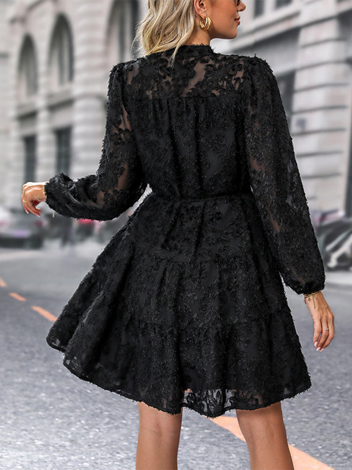 “The Virginia Brunch” V-Neck Long Sleeve Buttoned Dress