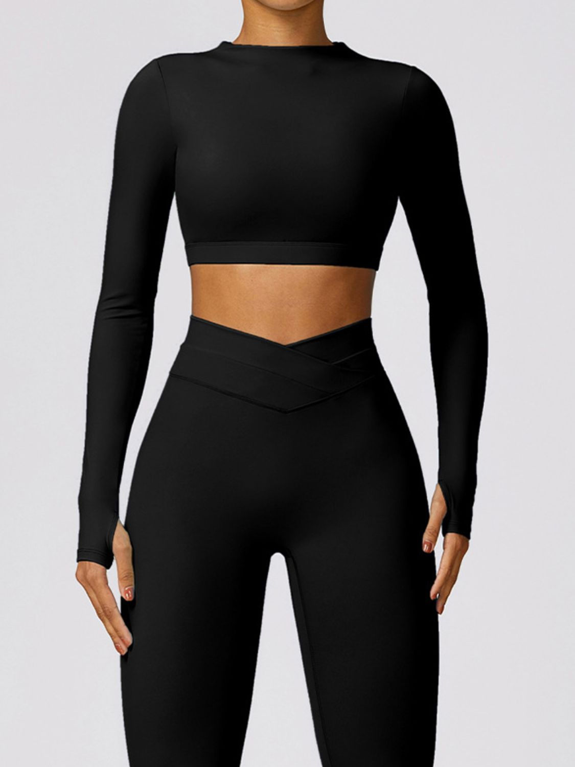 “The Cutout” Mock Neck Long Sleeve Active T-Shirt