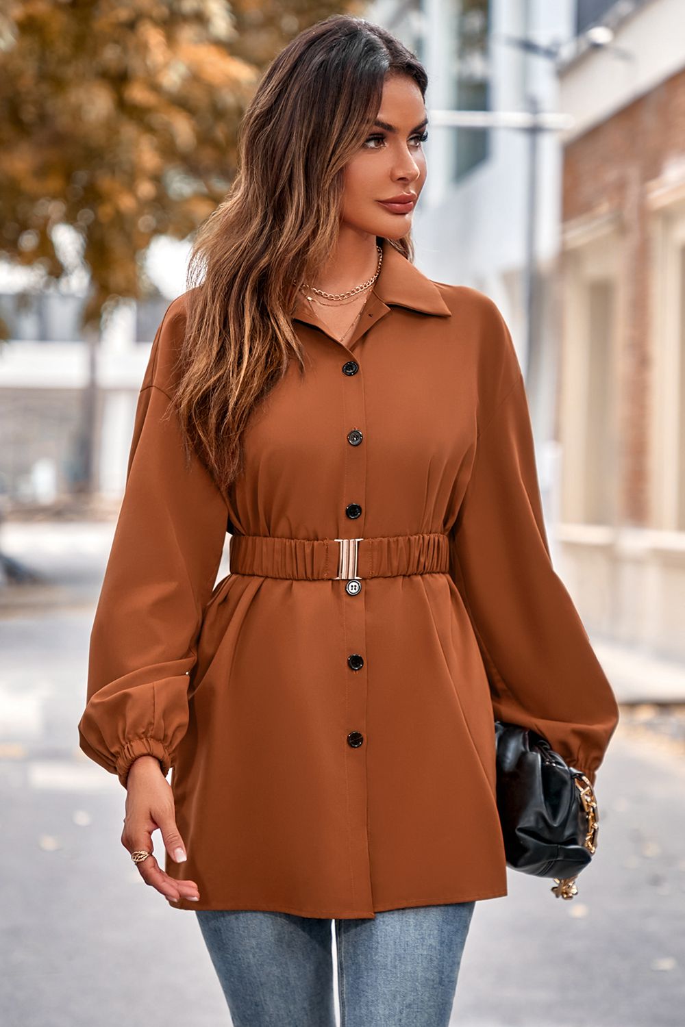 “The High Society” Collared Neck Button Down Long Sleeve Shirt