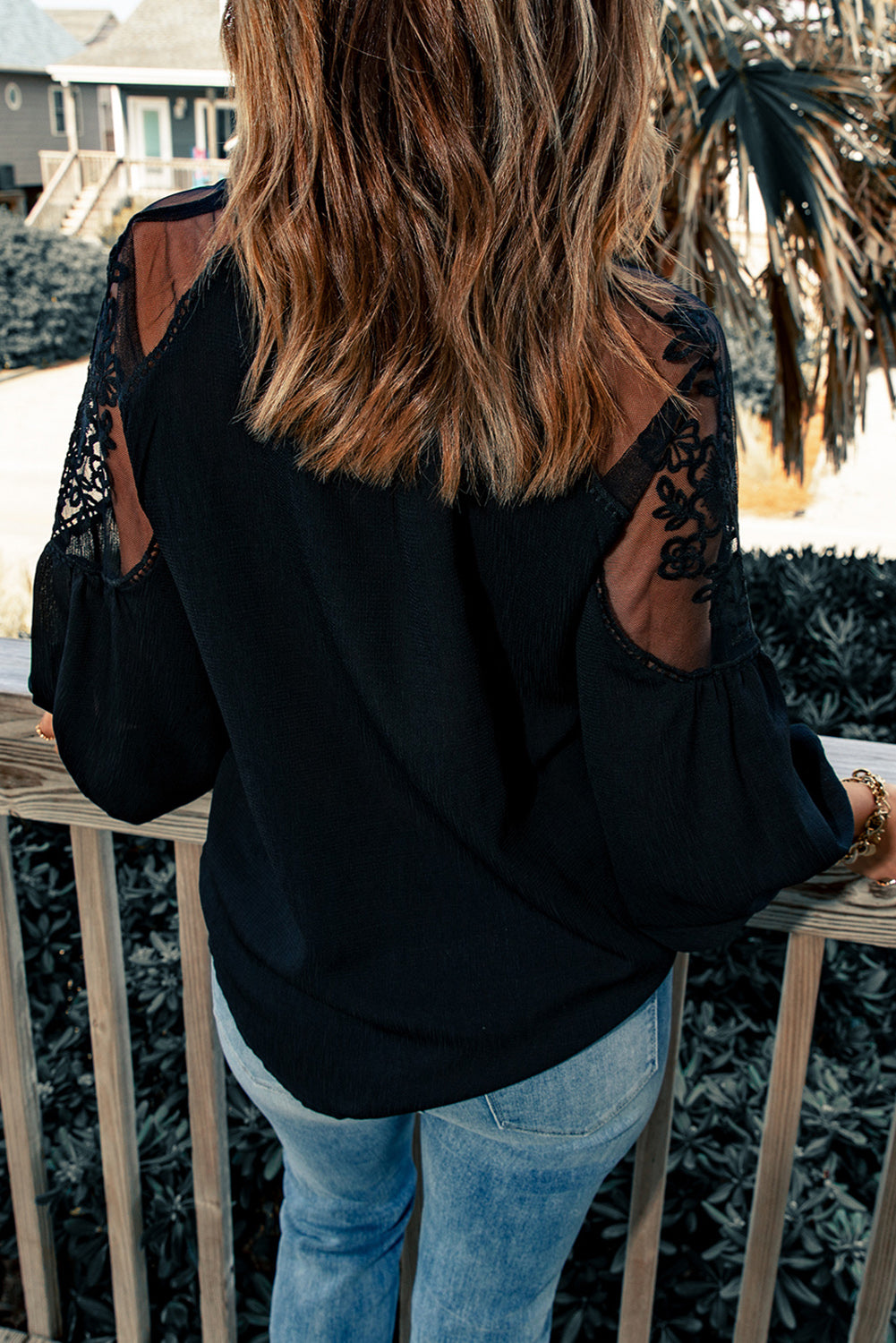 “The Baptism Beauty” Embroidered Tie-Neck Puff Sleeve Blouse