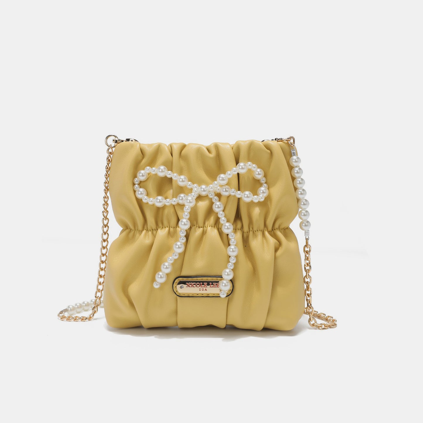 Brick Bag:Pearl Bow Chain Strap Purse