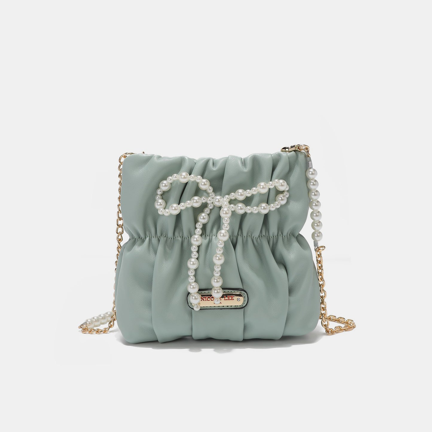 Brick Bag:Pearl Bow Chain Strap Purse