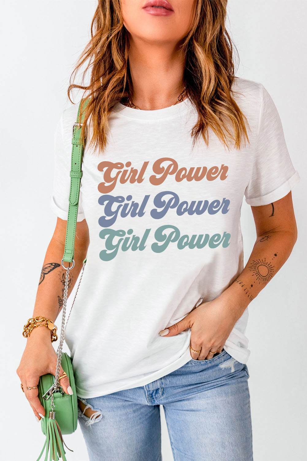 “The GIRL POWER” Graphic Round Neck Tee