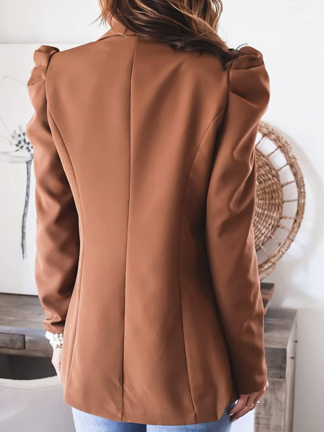 “The Standing On Business” Collared Neck Puff Sleeve Blazer
