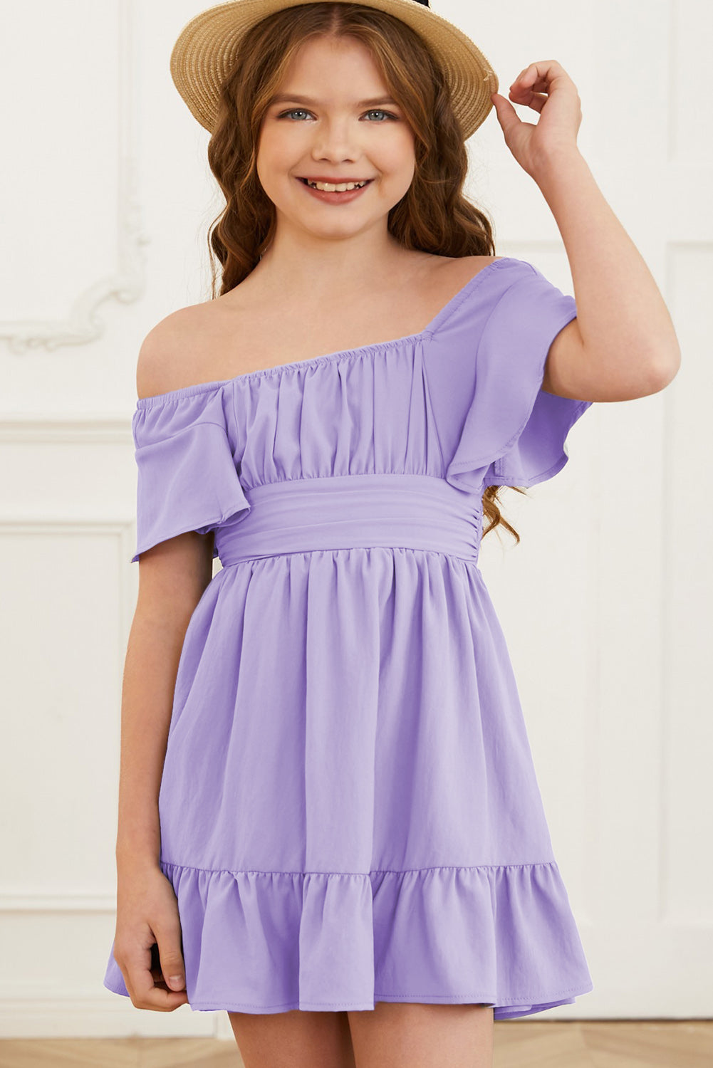 “The Tylee” Ruffle Hem Tie-Back Flutter Sleeve Dress