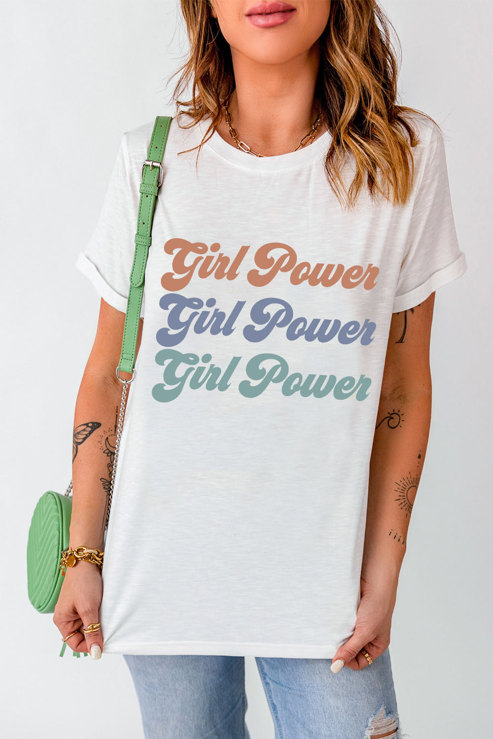 “The GIRL POWER” Graphic Round Neck Tee