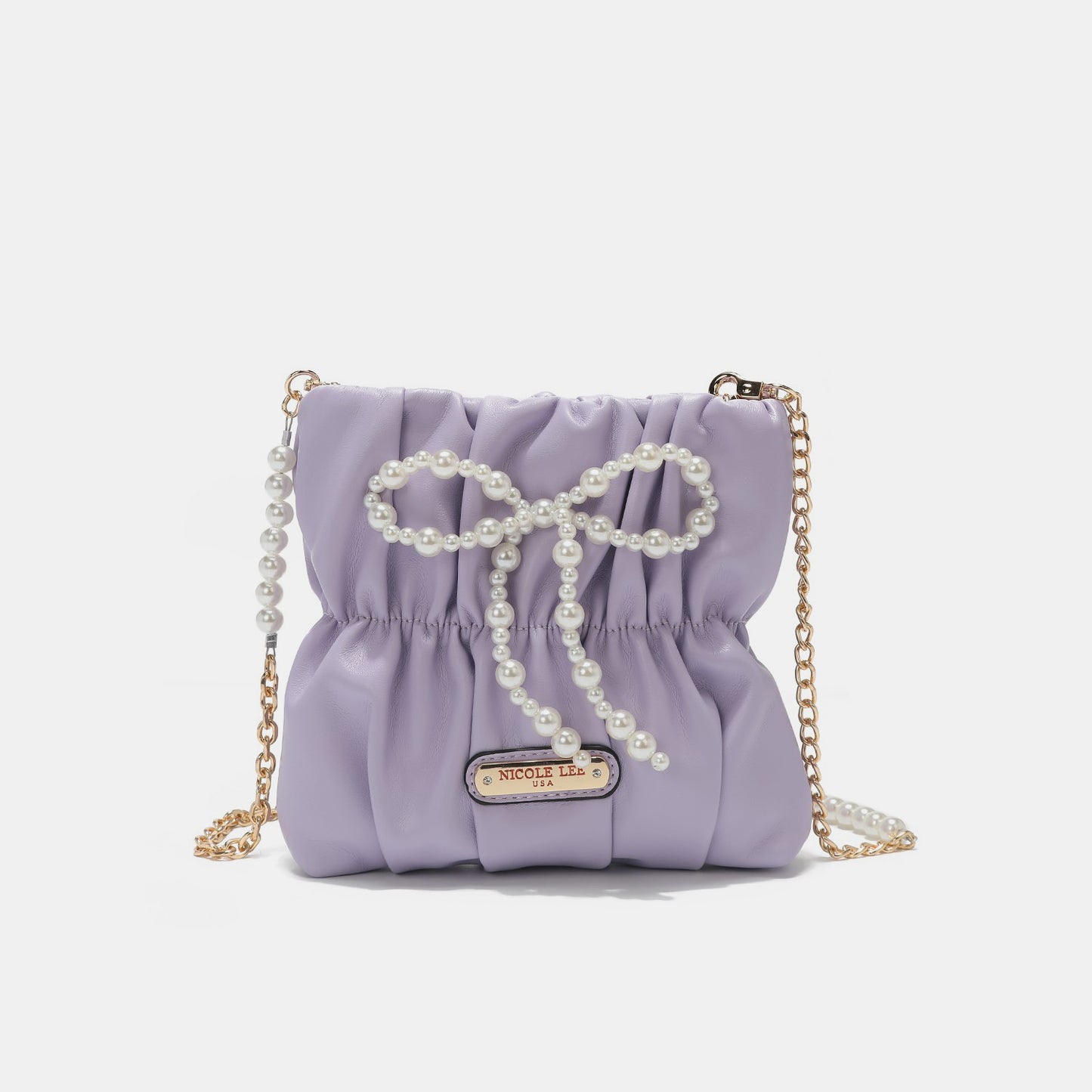 Brick Bag:Pearl Bow Chain Strap Purse