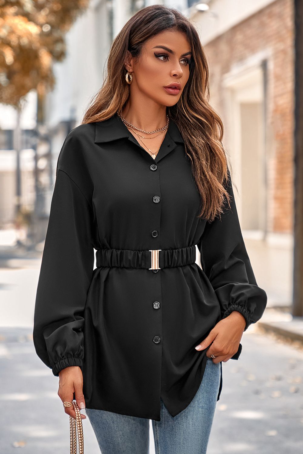 “The High Society” Collared Neck Button Down Long Sleeve Shirt