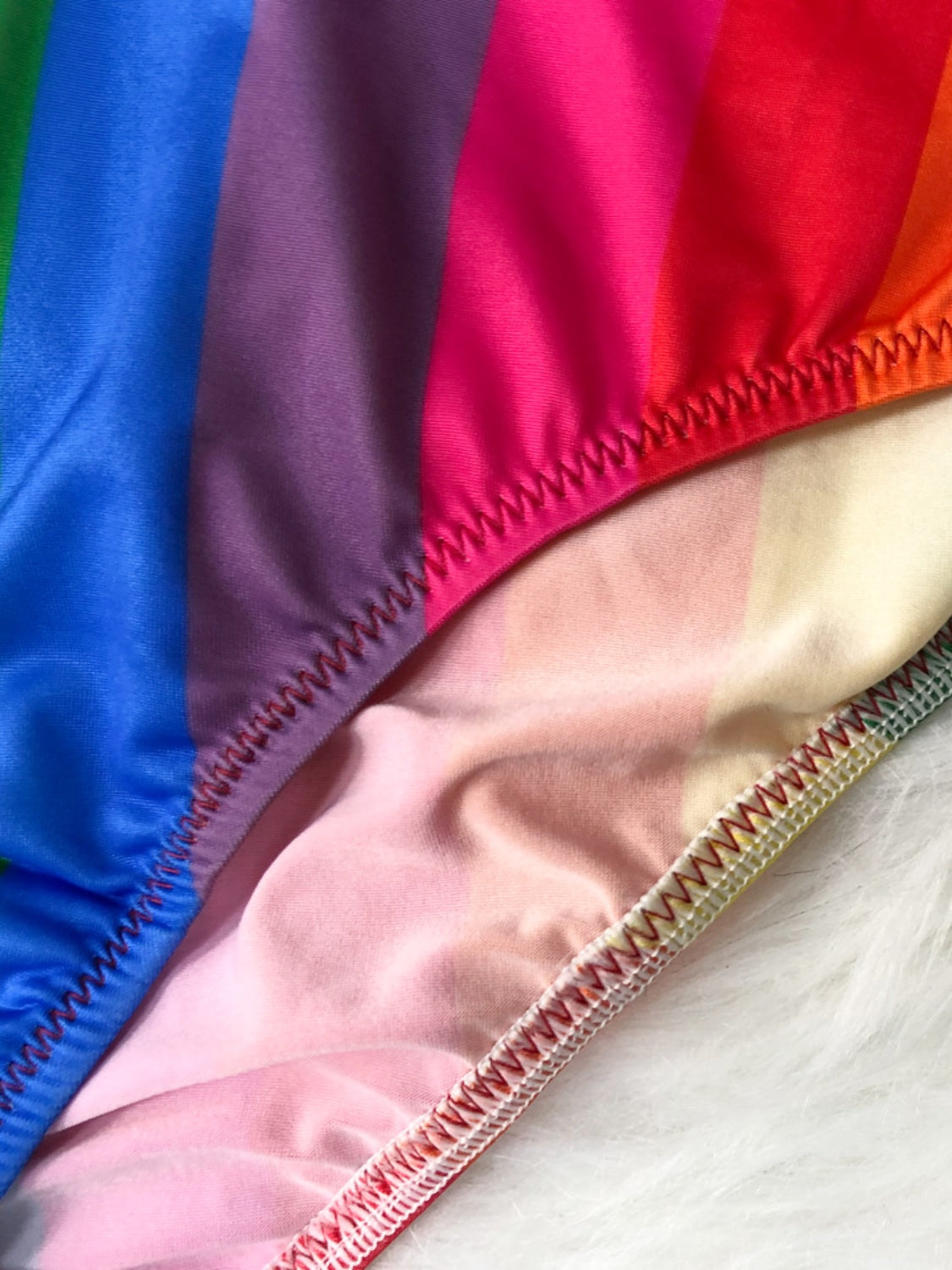“The Rainbow Room” Contrast Half Zip Top and Brief Swim Set