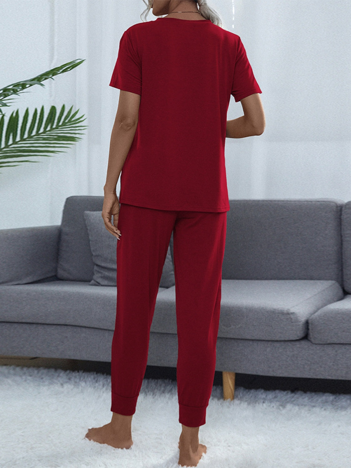 “The Lets Chill” Round Neck Top and Pants Lounge Set