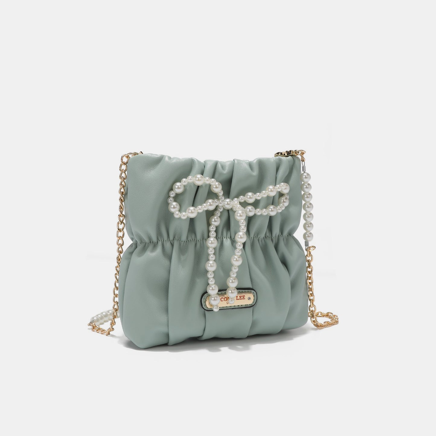 Brick Bag:Pearl Bow Chain Strap Purse