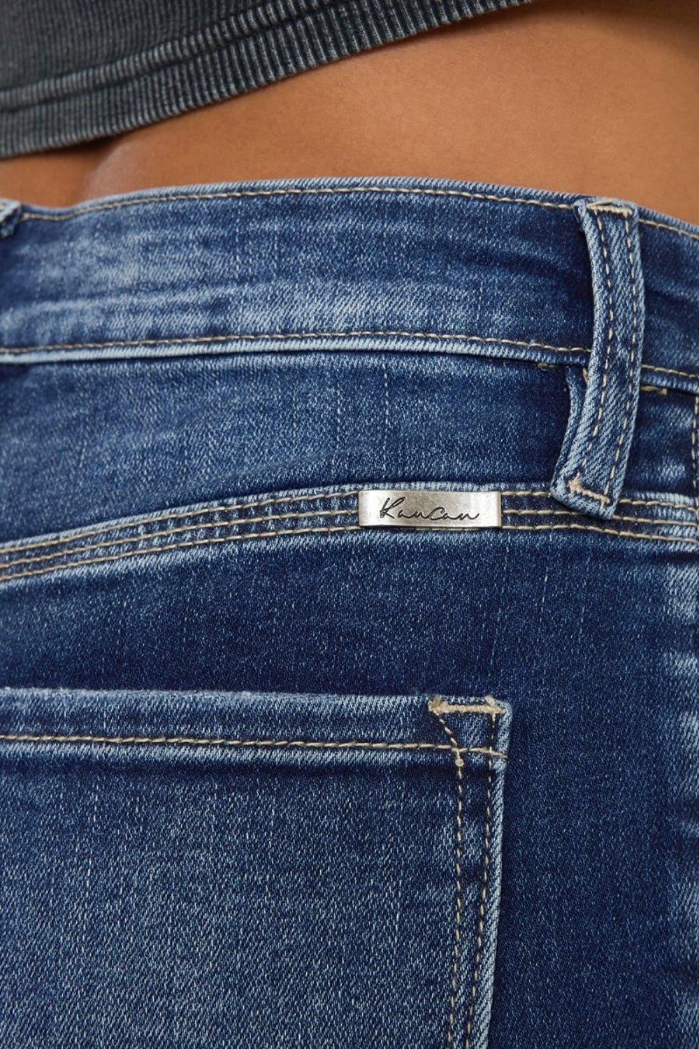 “The Oasis Palms” Full Size Cat's Whiskers Button Fly Denim Shorts