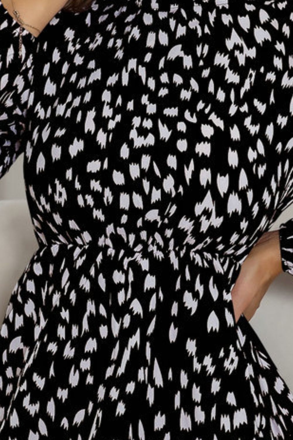 “The Art Frill” Neck Long Sleeve Dress
