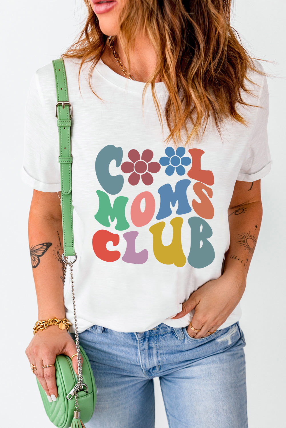 “The COOL MOMS” CLUB Round Neck Short Sleeve T-Shirt