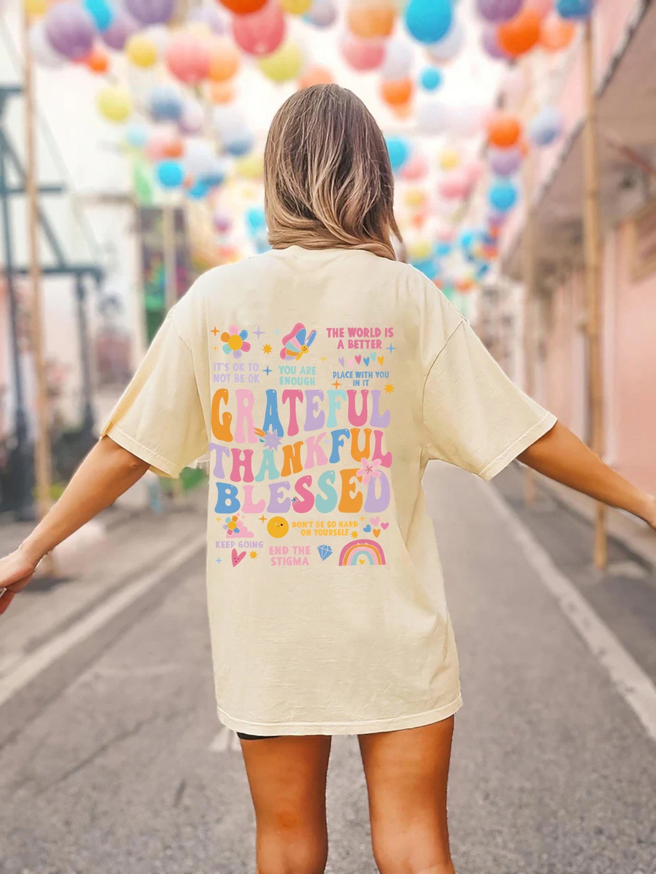 “The Grateful” Letter Graphic Round Neck Short Sleeve T-Shirt