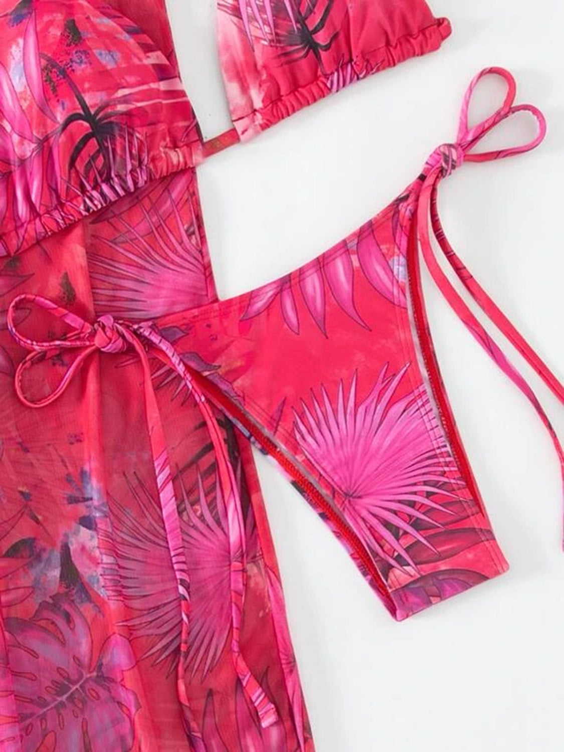 “The DownTime” Printed Halter Neck Three-Piece Swim Set