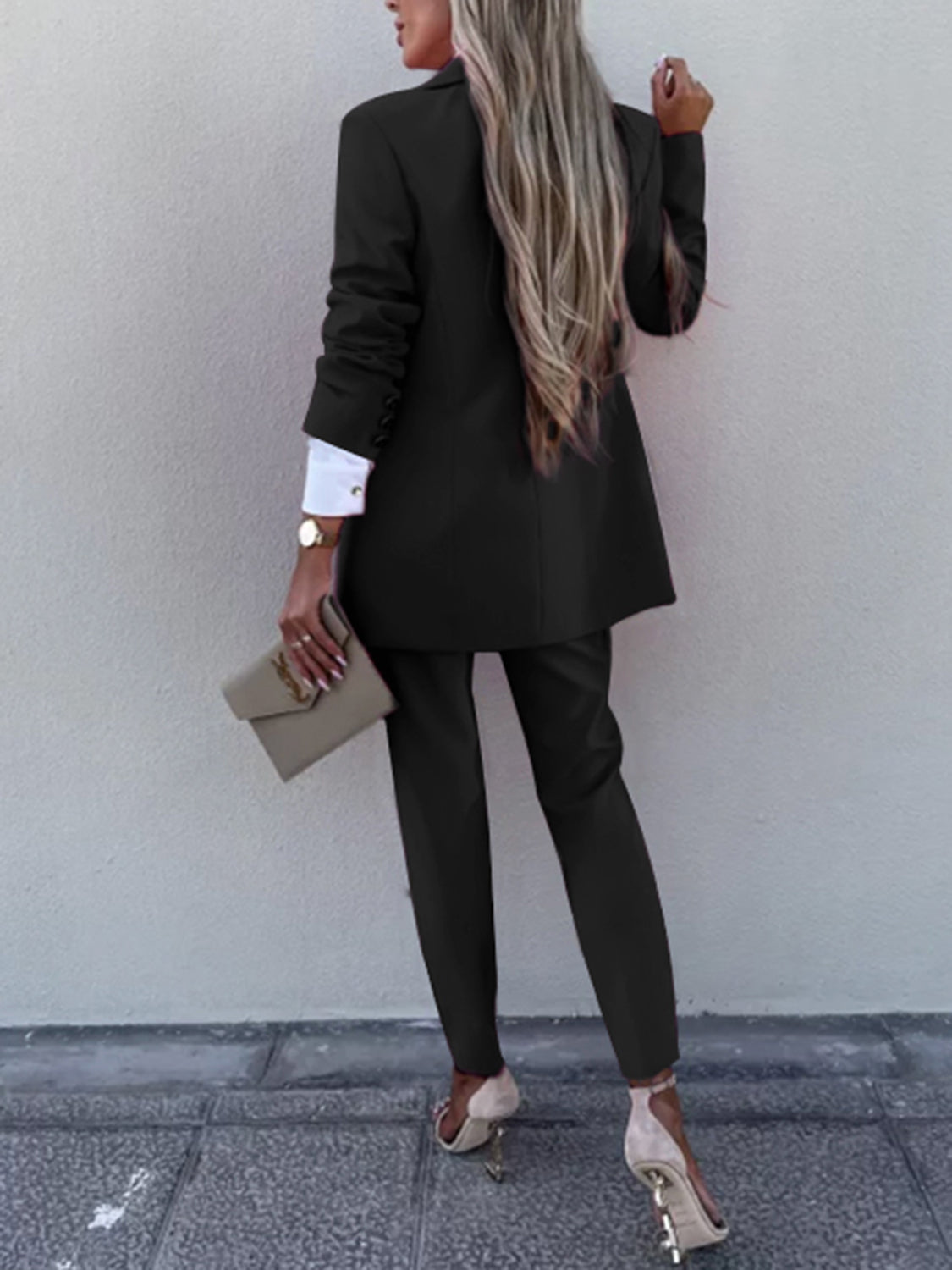 “The Sheik Boss” Lapel Collar Long Sleeve Blazer and Pants Set