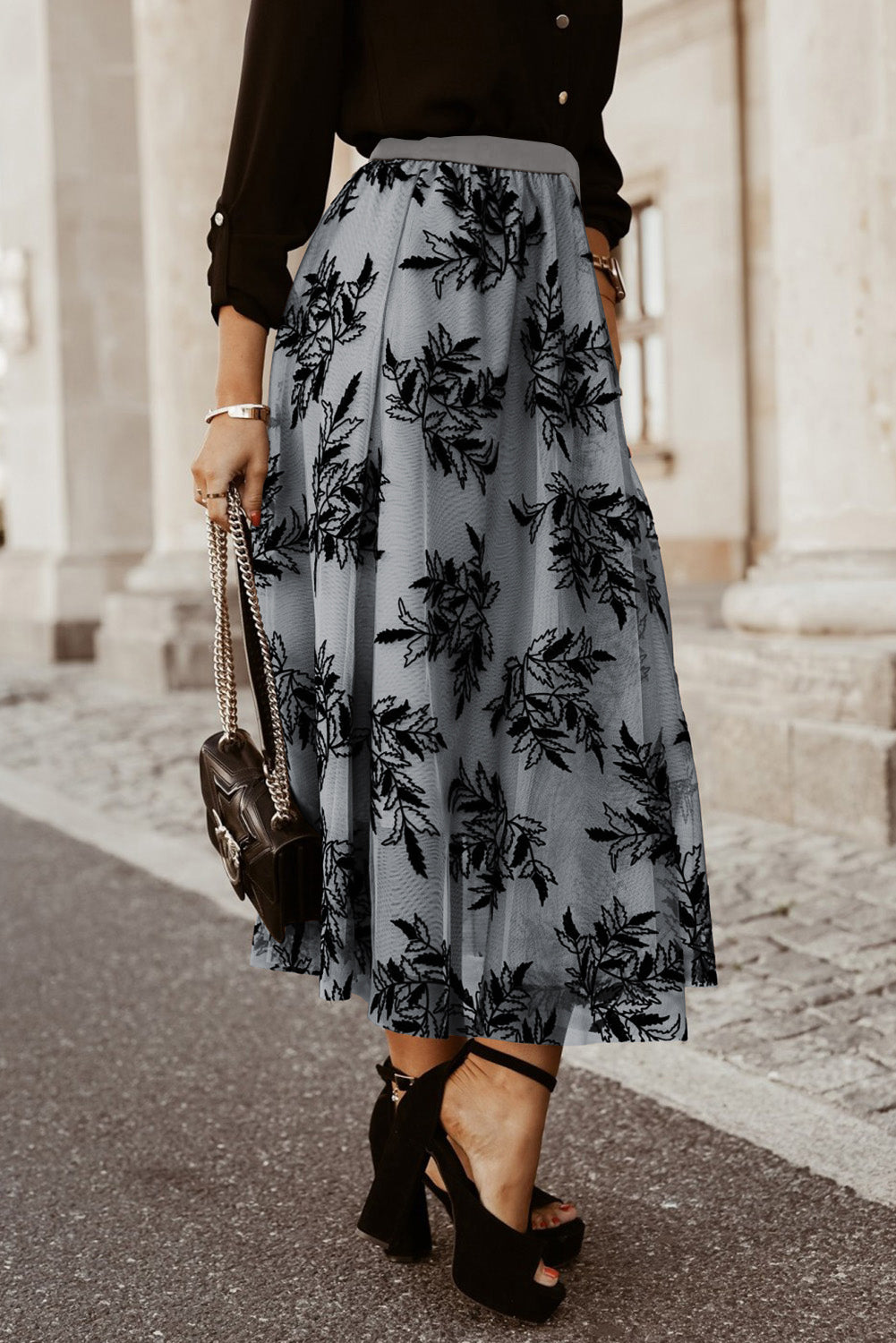 “Le Femme” Embroidered High Waist Maxi Skirt