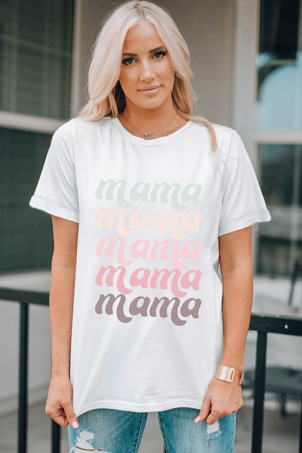 “The Deliberate MAMA” Graphic Contrast Tee Shirt