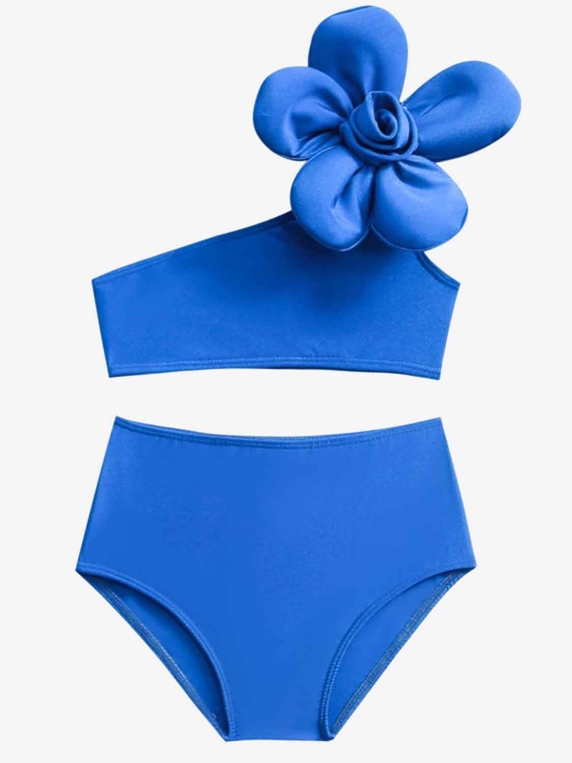 “The Kiddie Bloom” Single Shoulder Top and Brief Swim Set