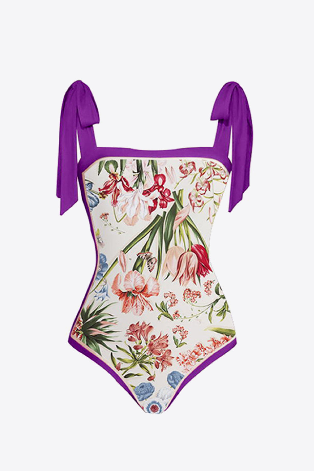 “The Island Canvas” Floral Tie Shoulder Two-Piece Swim Set