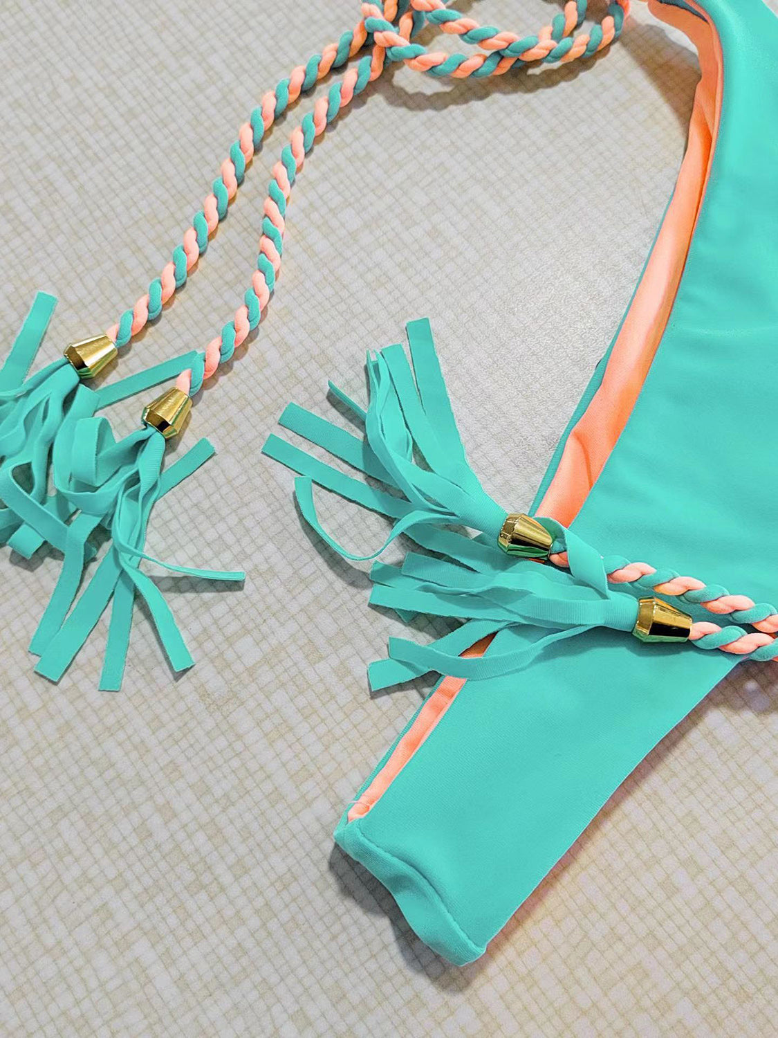 “The Mermaid” Contrast Halter Neck Two-Piece Bikini Set