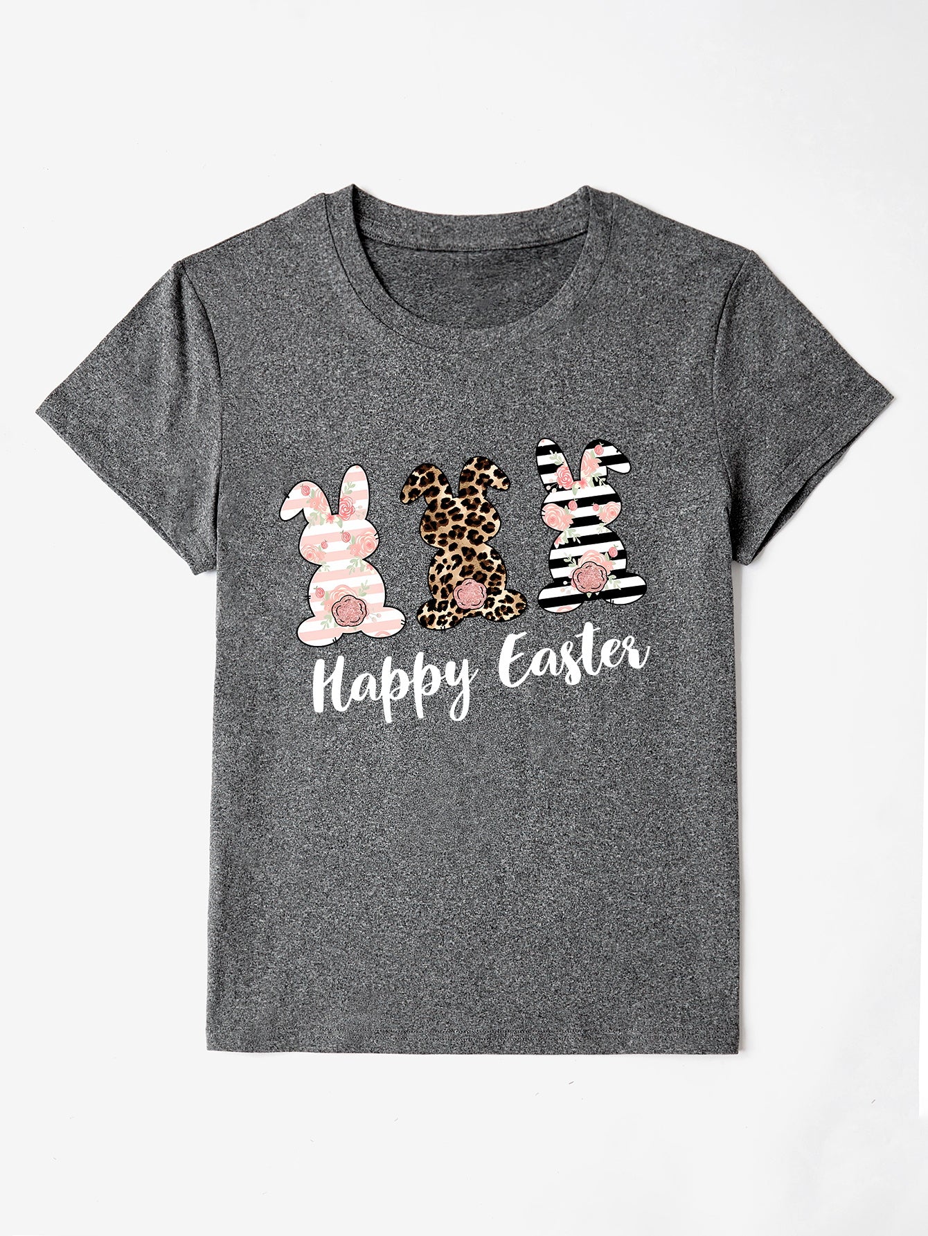 HAPPY EASTER Round Neck Short Sleeve T-Shirt