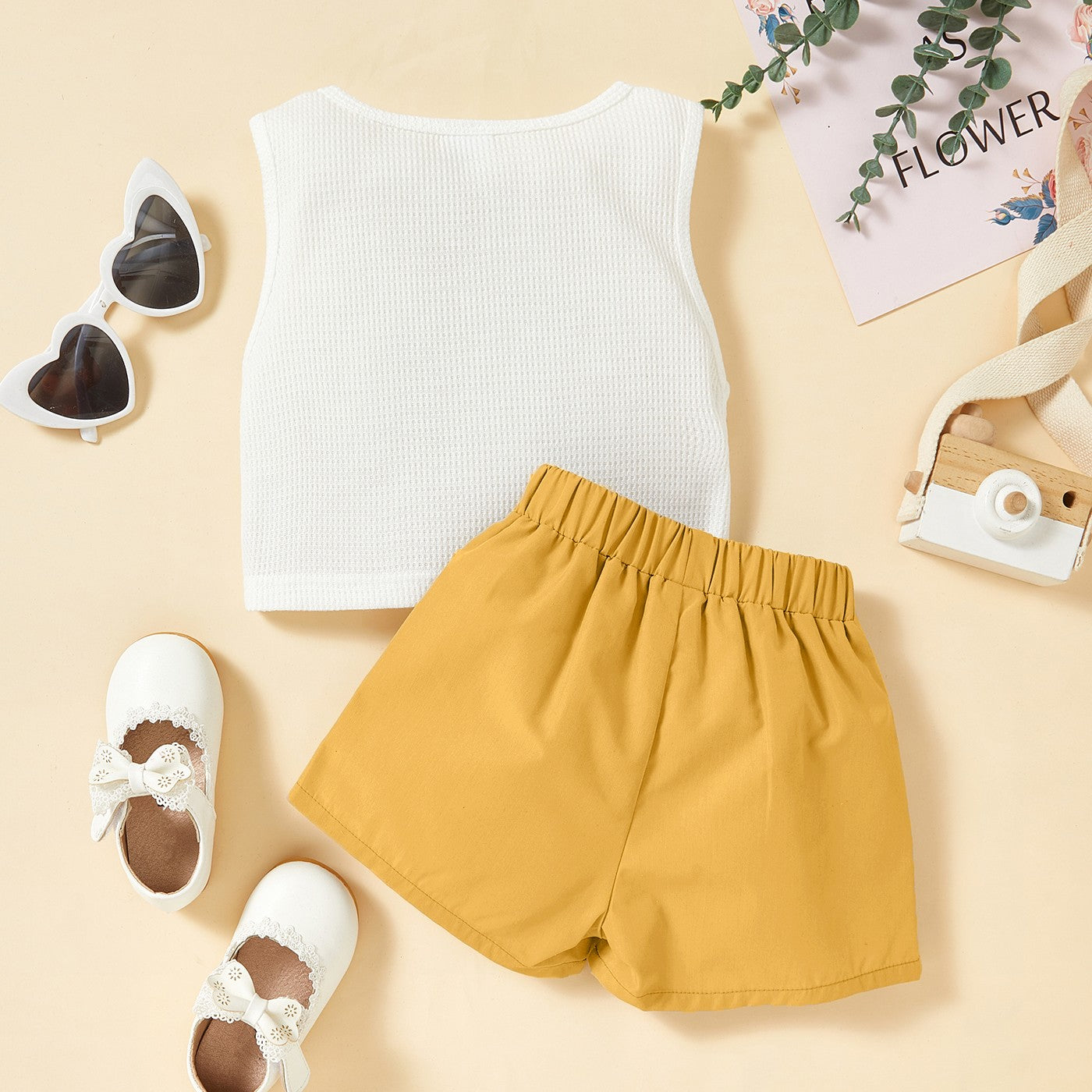 “The Kids Twist” Front Waffle-Knit Tank and Shorts Set